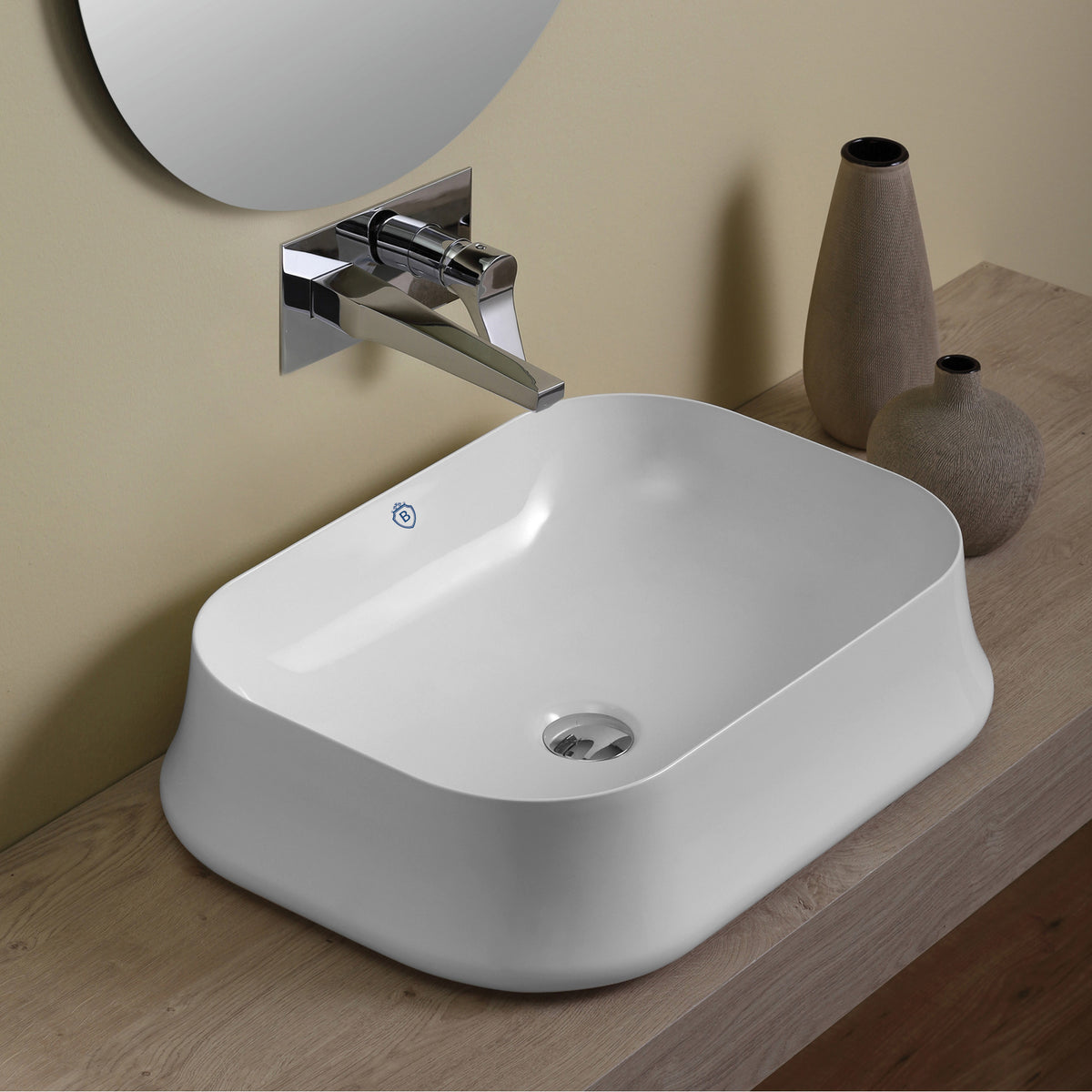 Above Mount/ Vessel Lavatory Basin With Center Drain Location