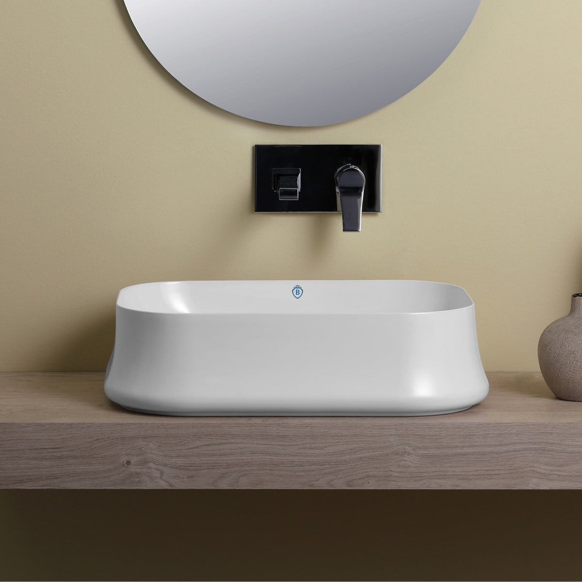 Above Mount/ Vessel Lavatory Basin With Center Drain Location