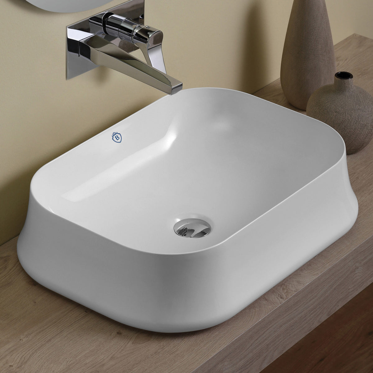 Above Mount/ Vessel Lavatory Basin With Center Drain Location