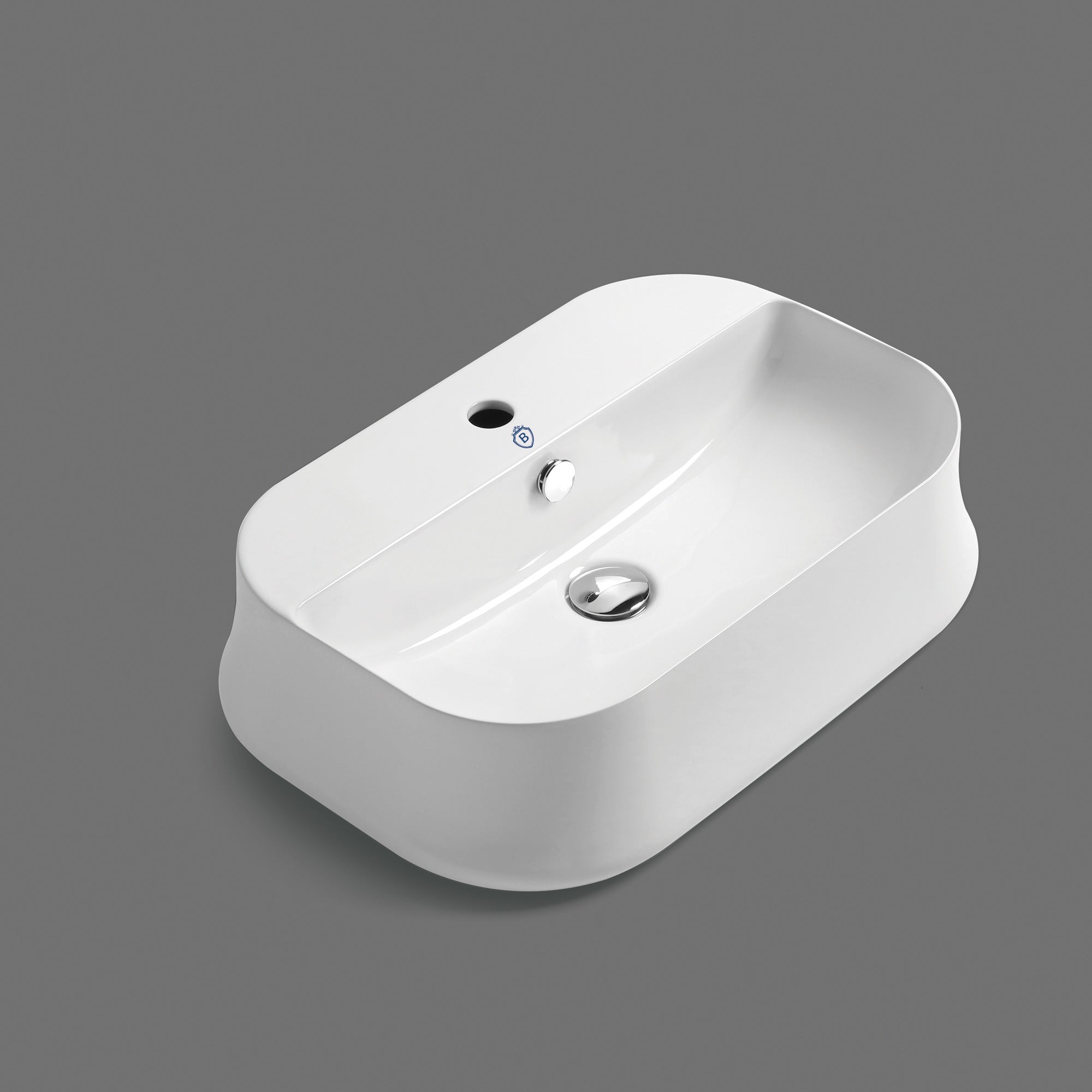 Above Mount/ Vessel Lavatory Basin With Single Faucet Drilling And Overflow