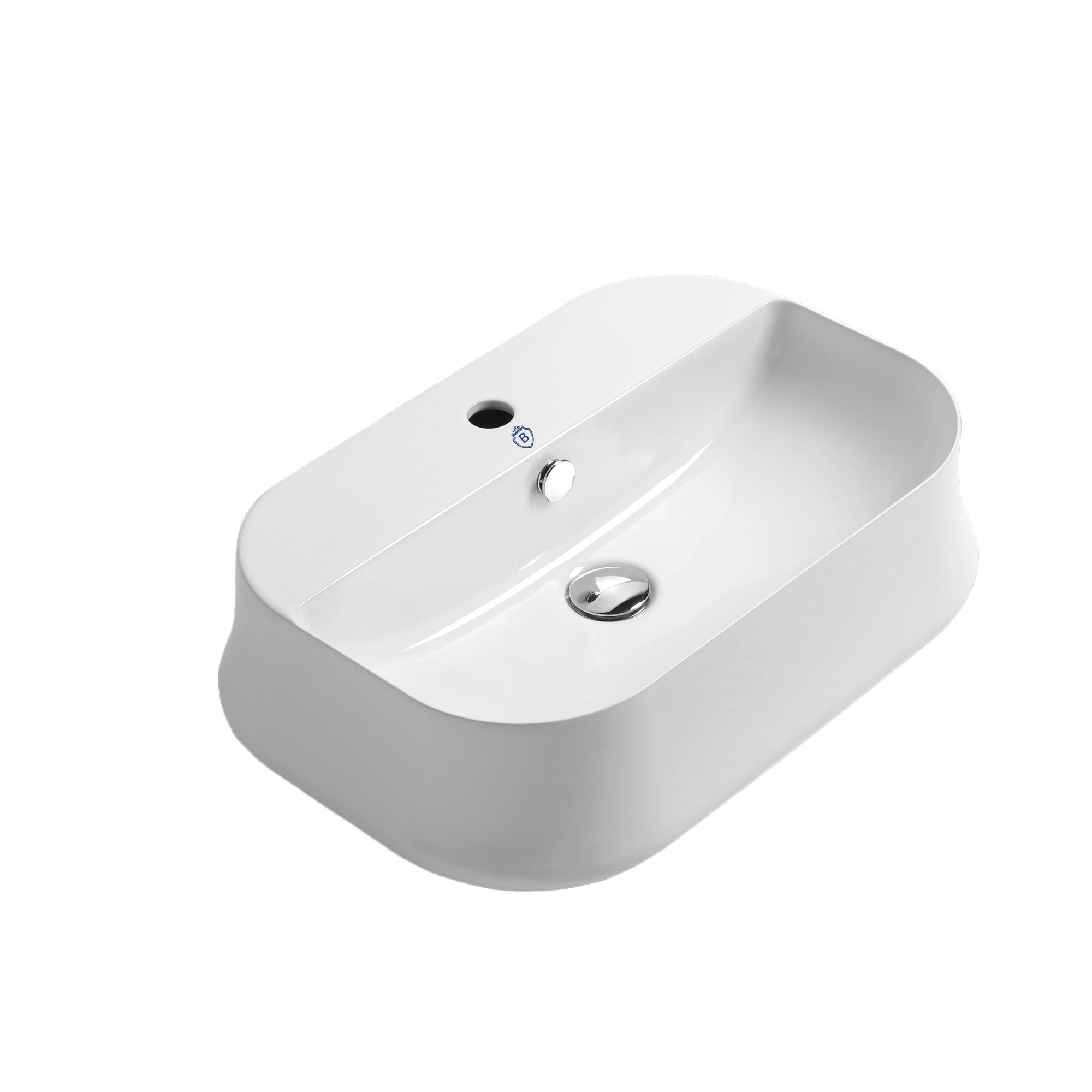 Above Mount/ Vessel Lavatory Basin With Single Faucet Drilling And Overflow