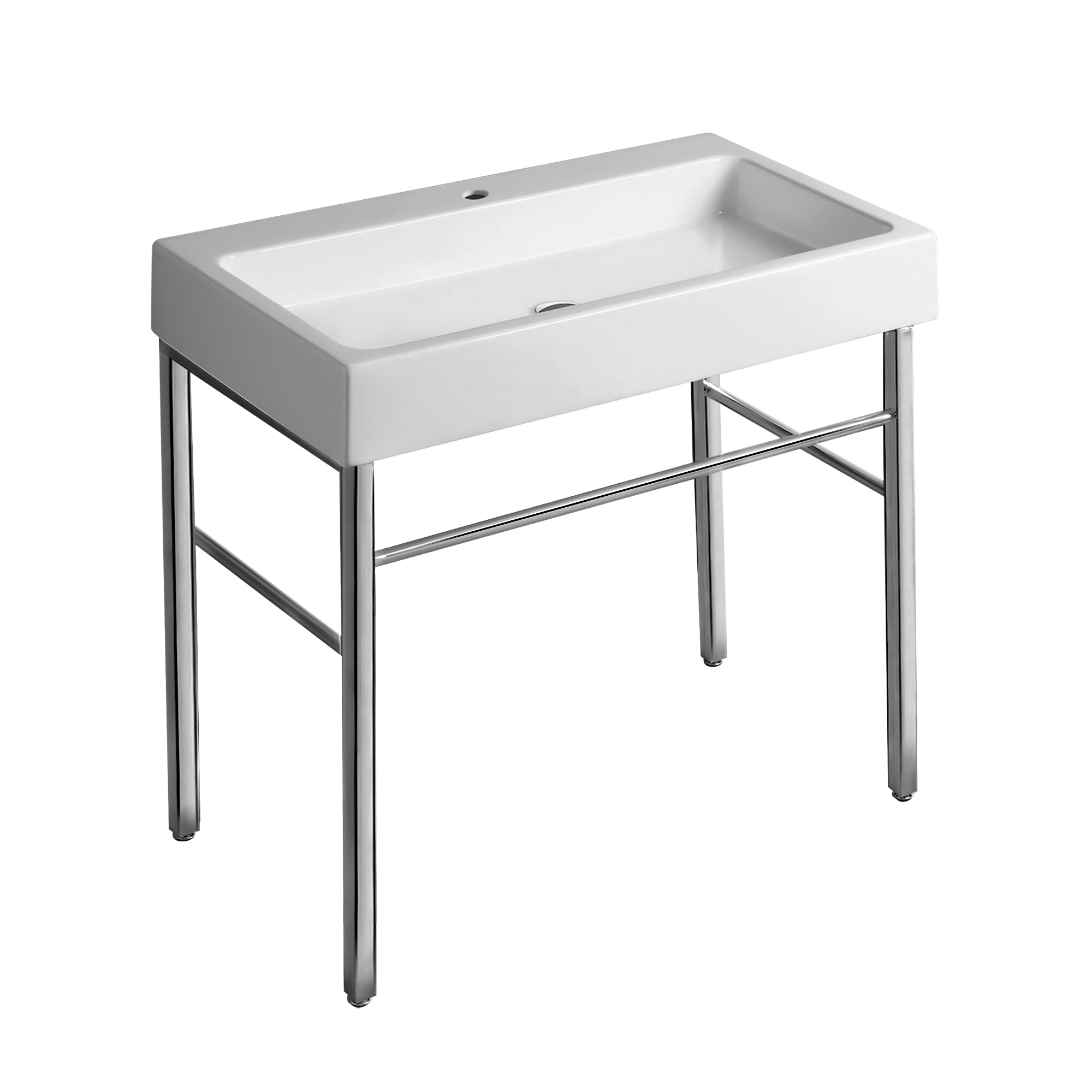 Rectangular Console Sink With Front Towel Bar And Polished