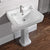 Traditional Pedestal with Large Rectangular Bowl, Backsplash, Dual Soap Ledges, Decorative Trim and Overflow