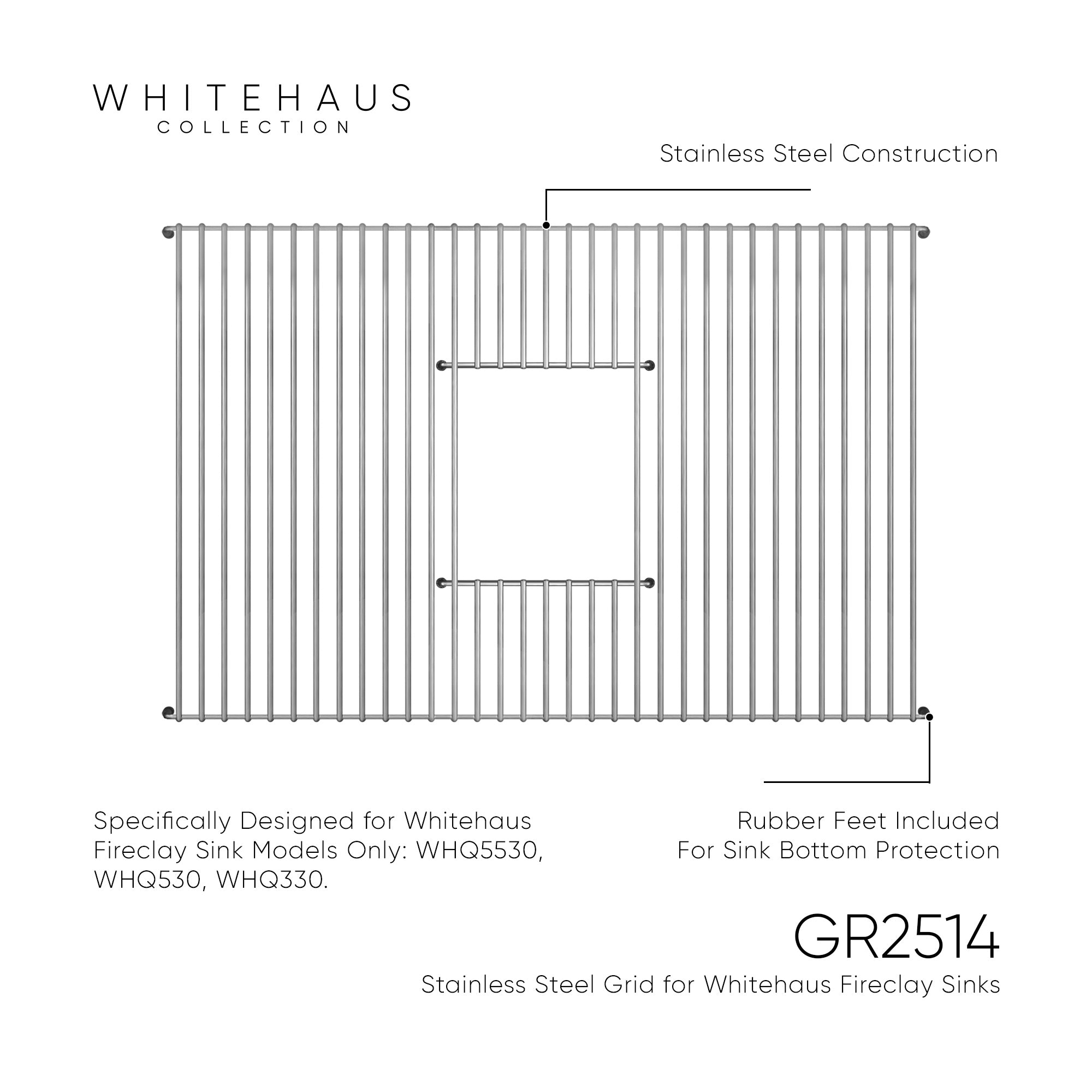 Stainless Steel Sink Grid for Whitehaus Fireclay Sinks WHQ5530, WHQ530 and WHQ330