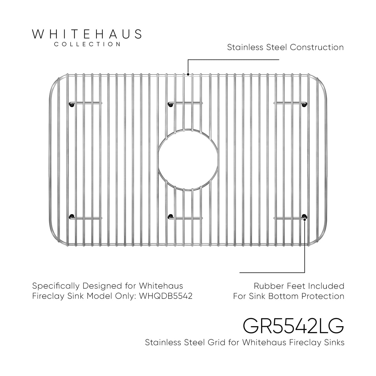 Stainless Steel Sink Grid for Whitehaus Fireclay Sinks WHQDB5542