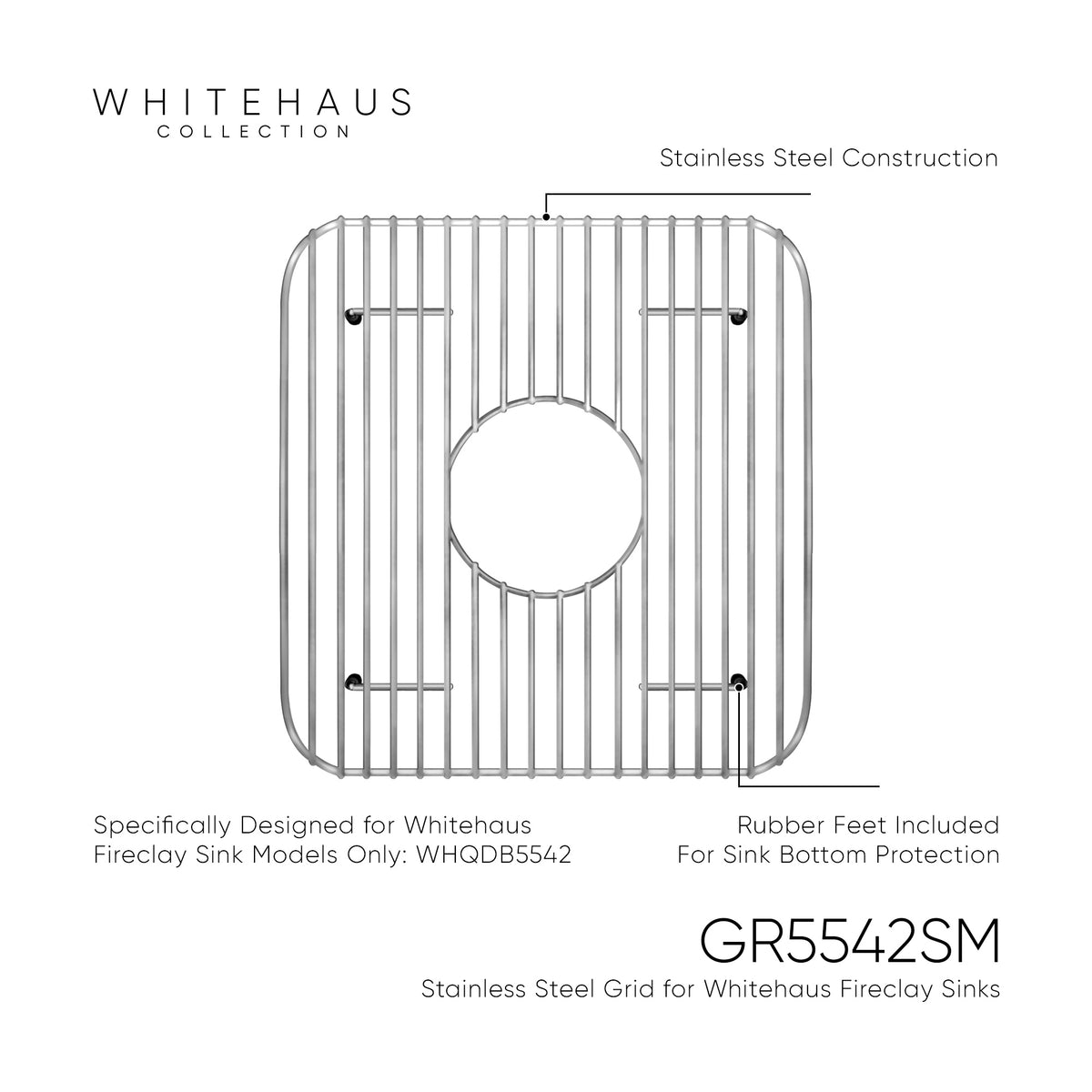 Stainless Steel Sink Grid for Whitehaus Fireclay Sinks WHQDB5542