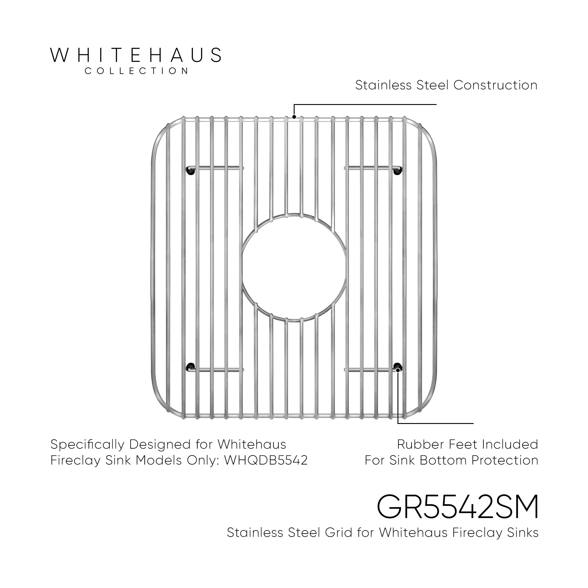 Stainless Steel Sink Grid for Whitehaus Fireclay Sinks WHQDB5542