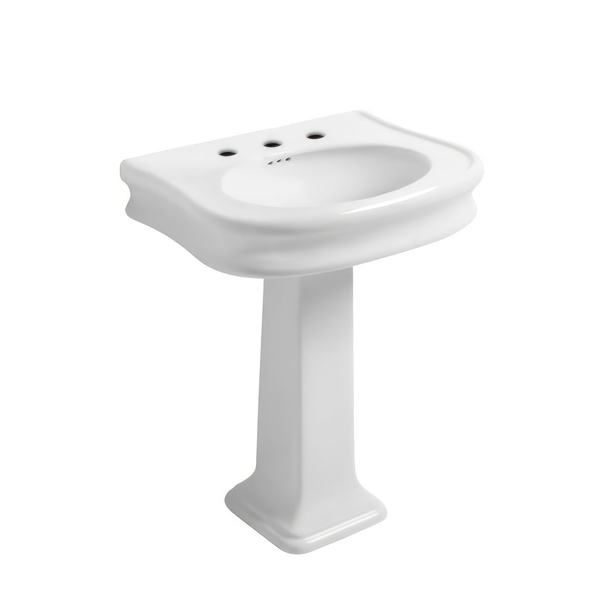 28&quot; Traditional Pedestal Sink with Integrated Oval Bowl, Seamless Rounded Decorative Trim and Overflow