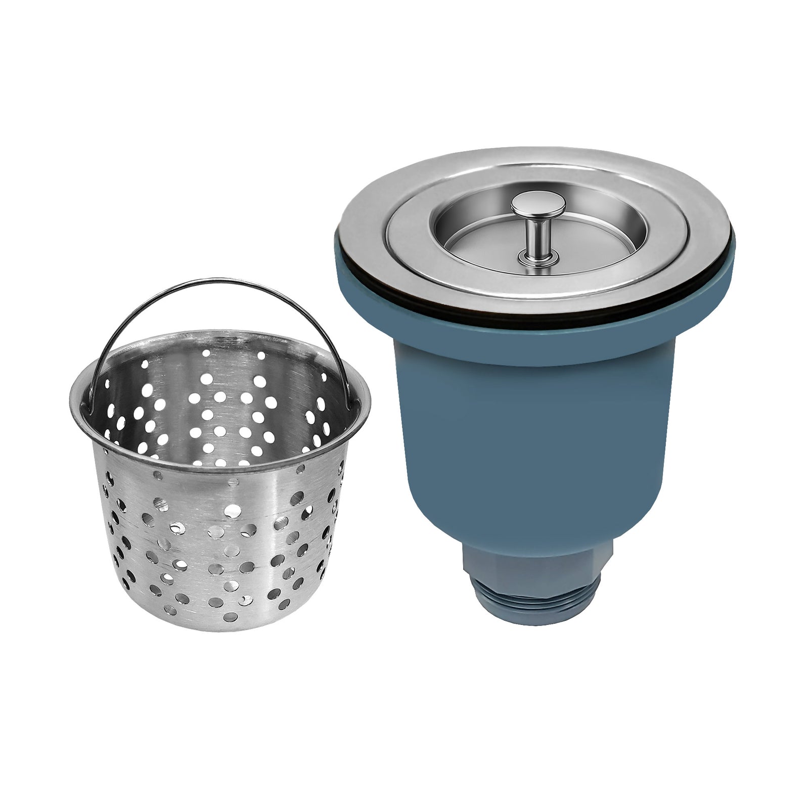 3-1/2" SOLID STAINLESS STEEL BASKET STRAINER WITH POLISHED FINISH AND deep removable basket