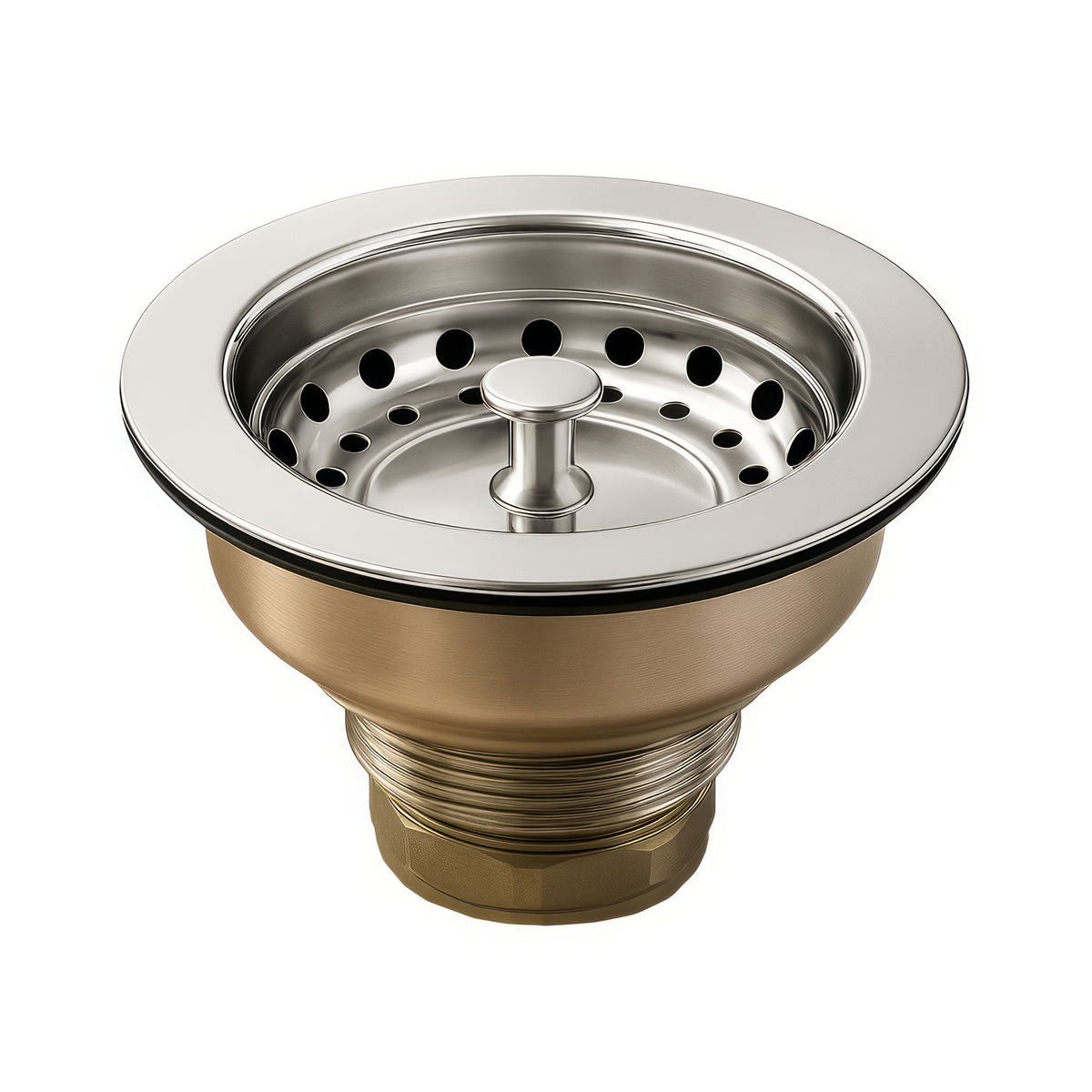 3-1/2&quot; Solid Stainless Steel Basket strainer with polished finish and lift stopper