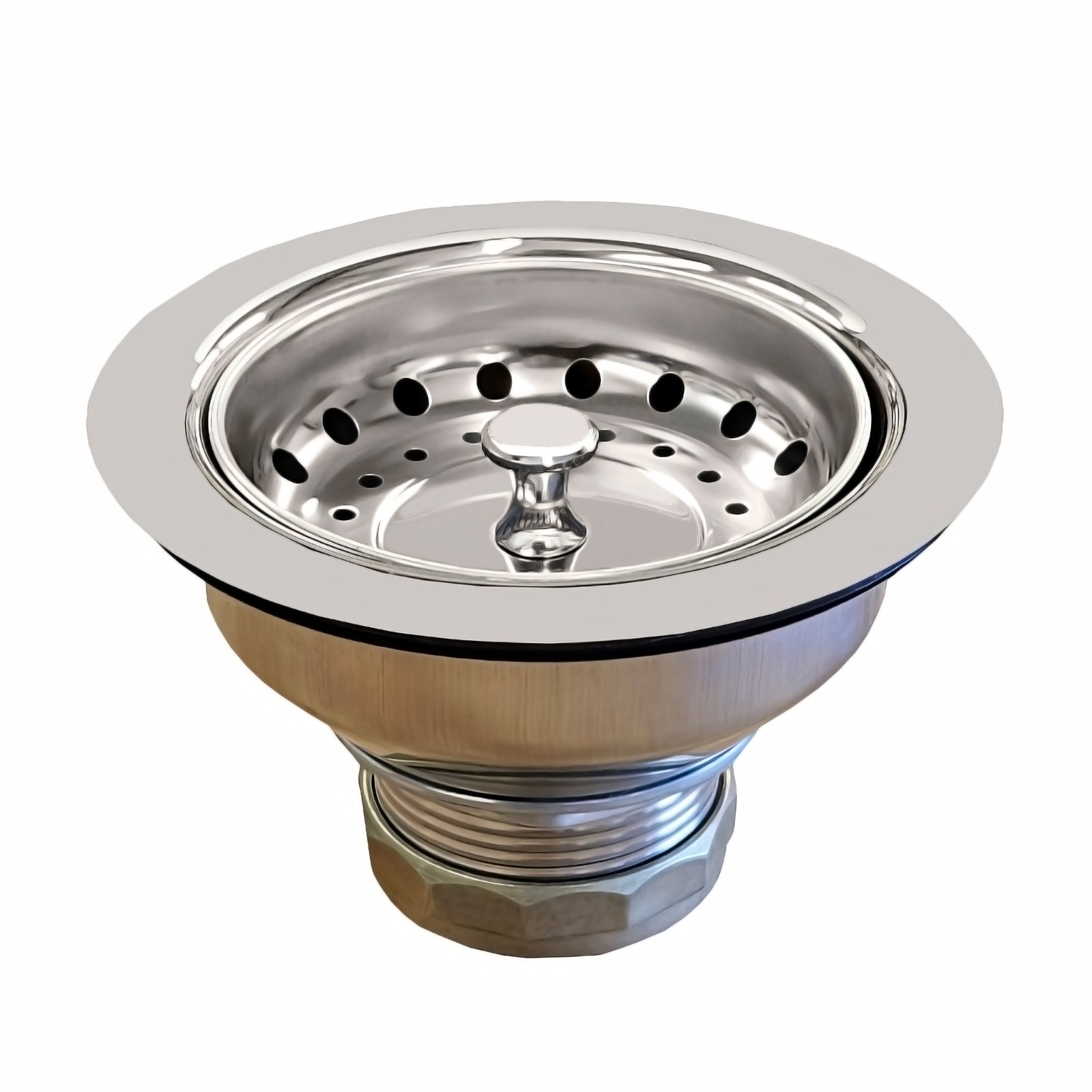 3-1/2" Solid Stainless Steel Basket strainer with polished finish and lift stopper