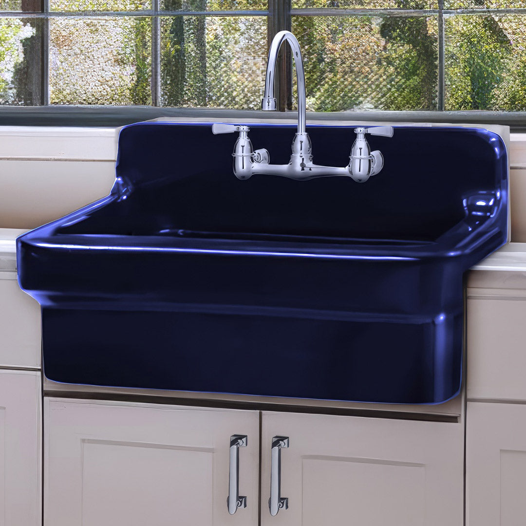 30&quot; single bowl fireclay kitchen/utility front apron sink with high backsplash and faucet drilling