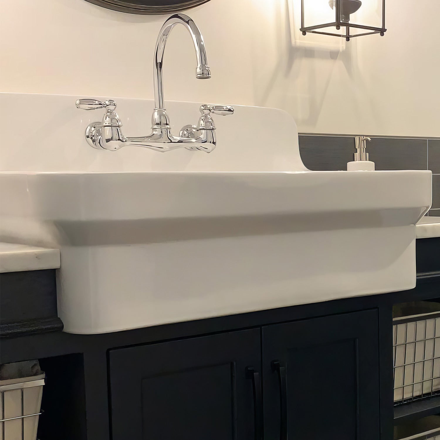 30" Fireclay kitchen/utility sink with high back splash and faucet drilling