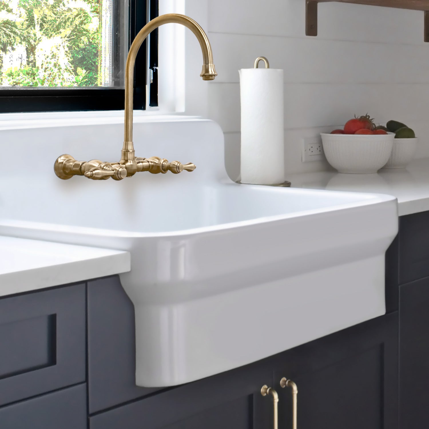 30" Fireclay kitchen/utility sink with high back splash and faucet drilling