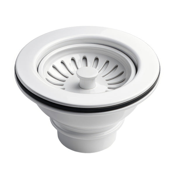 Kitchen Sink Drain Strainer - Stainless Steel Basket With White Plug (1 Or 3 Pack)