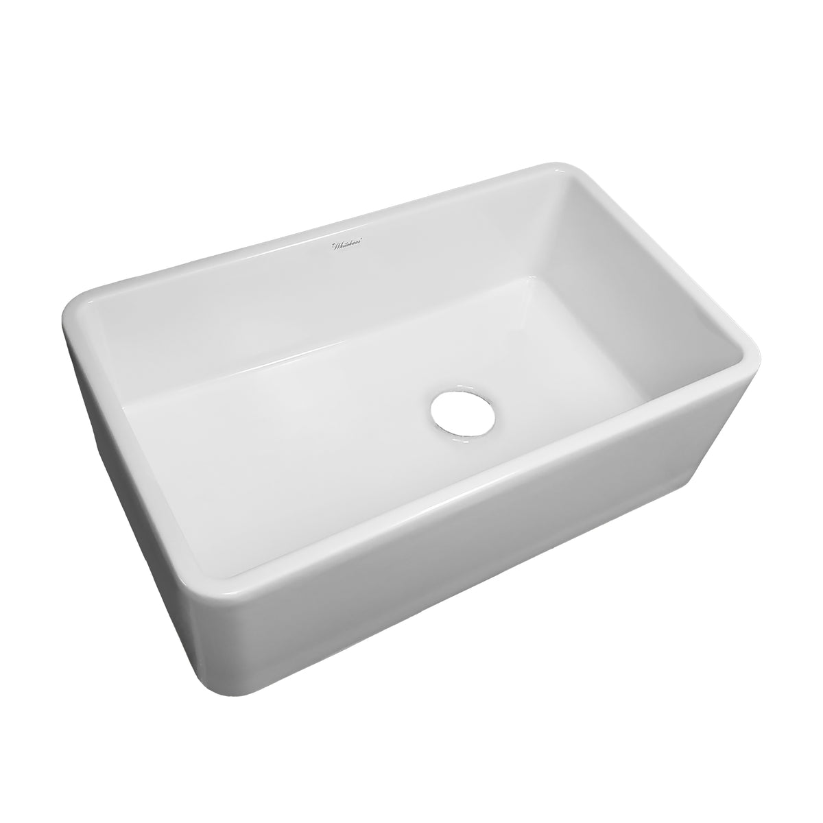 30&quot; Reversible single bowl fireclay kitchen sink with plain front apron