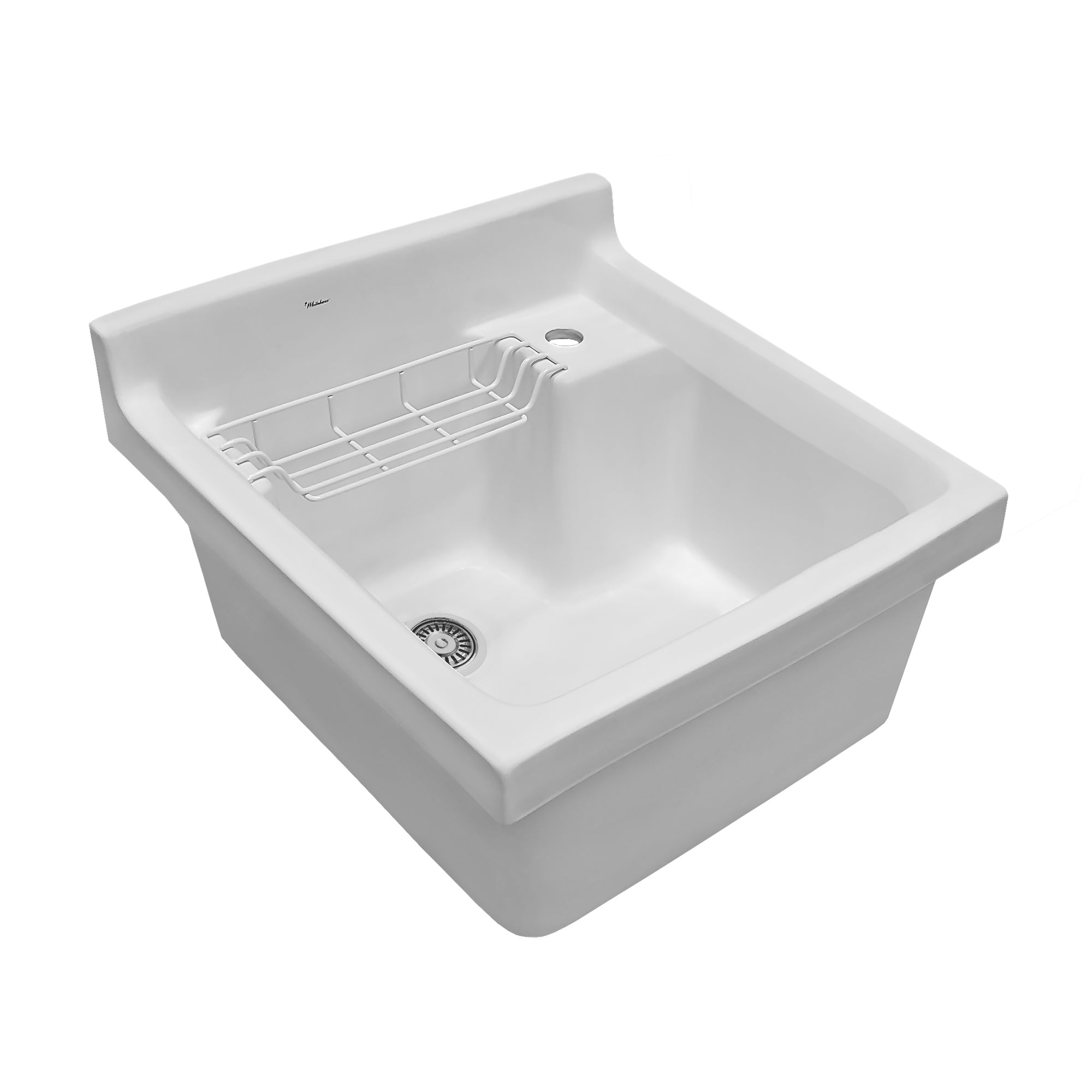Vitreous Single Bowl, Drop-in Sink with Wire Basket and Off Center Drain Location
