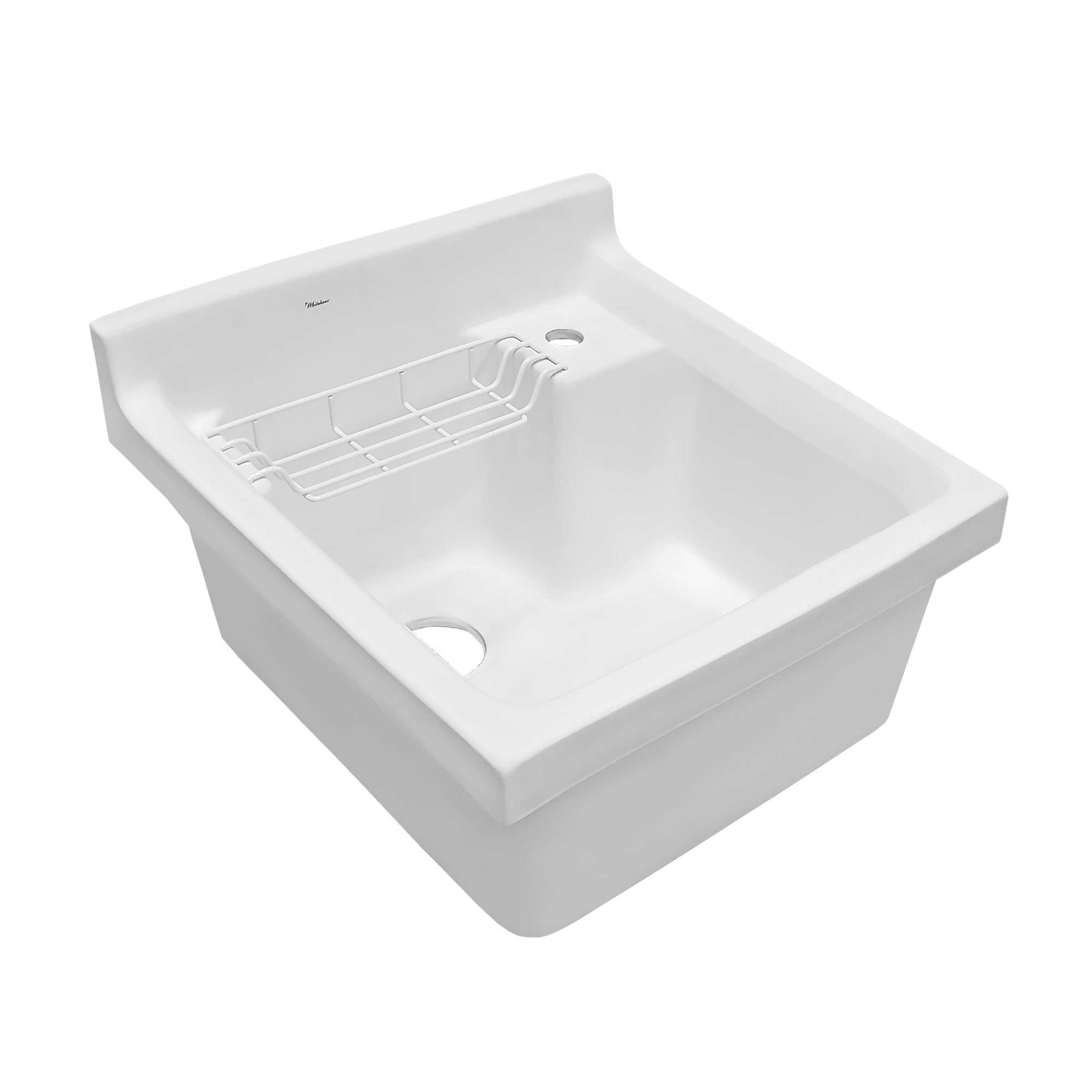 21" Vitreous Single Bowl, Drop-in Sink with Wire Basket and Off Center Drain Location