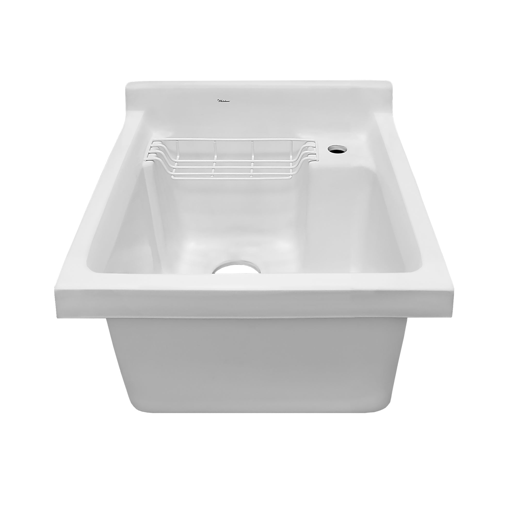 21" Vitreous Single Bowl, Drop-in Sink with Wire Basket and Off Center Drain Location