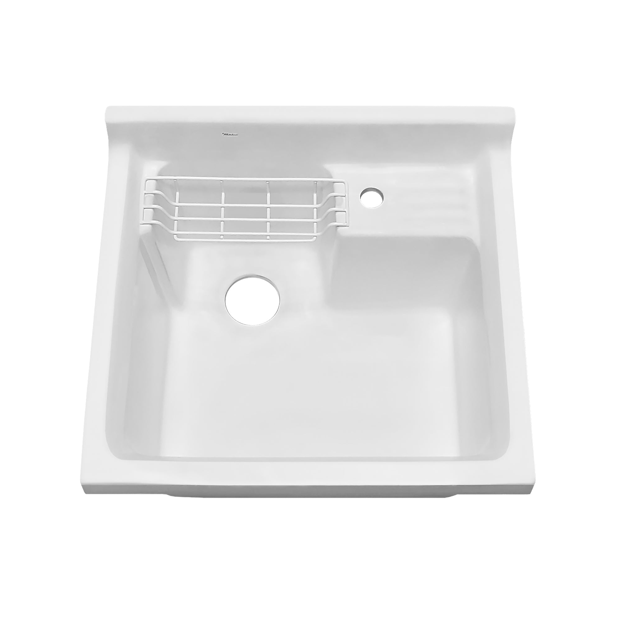 24" Vitreous Single Bowl, Drop-in Sink with Wire Basket and Off Center Drain Location