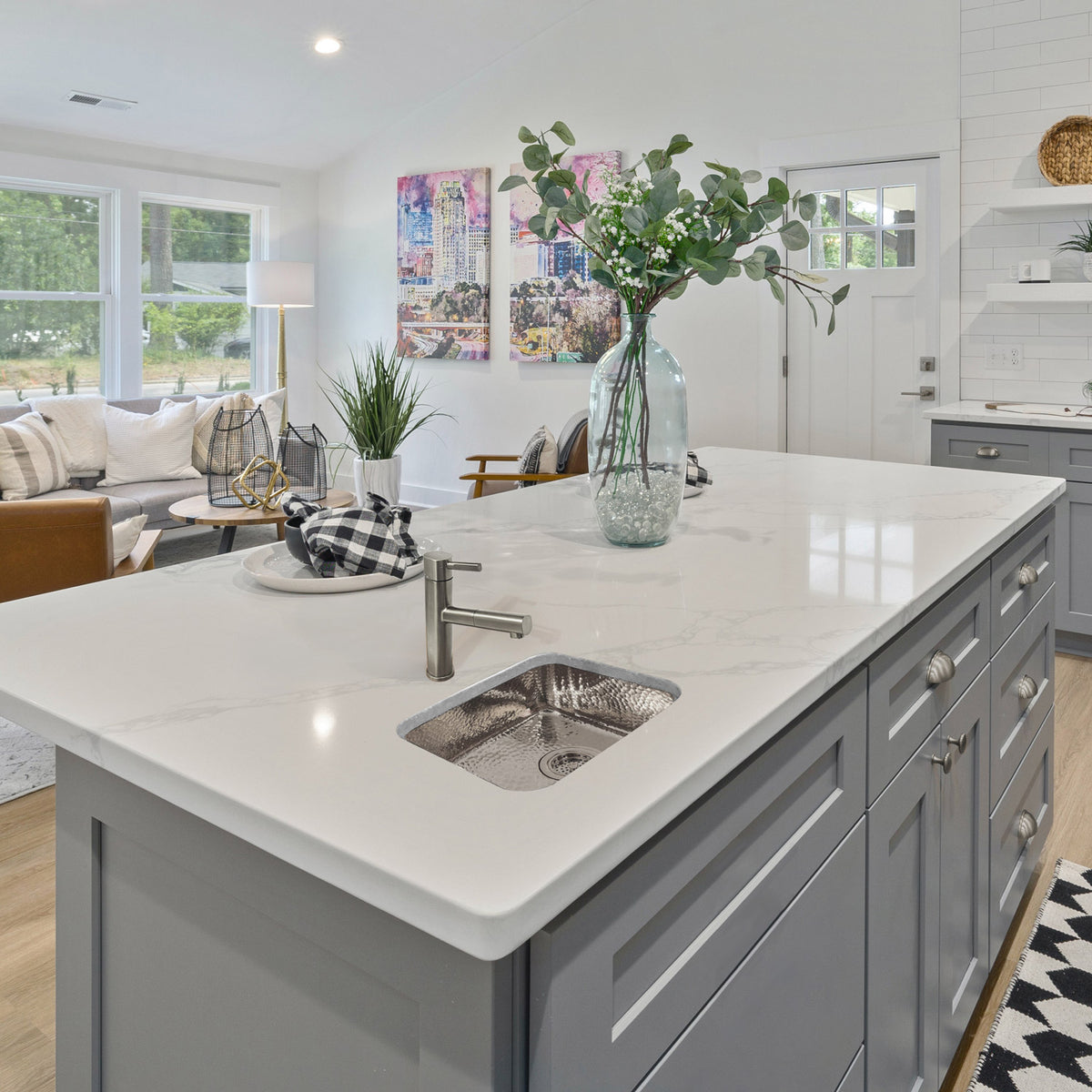 14" Rectangular Undermount Entertainment/Prep Sink with a Hammered Texture Surface