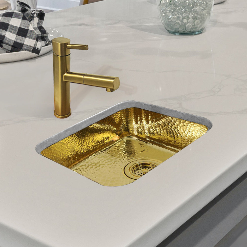 13" Rectangular Undermount Entertainment/Prep Sink with a Hammered Texture Surface