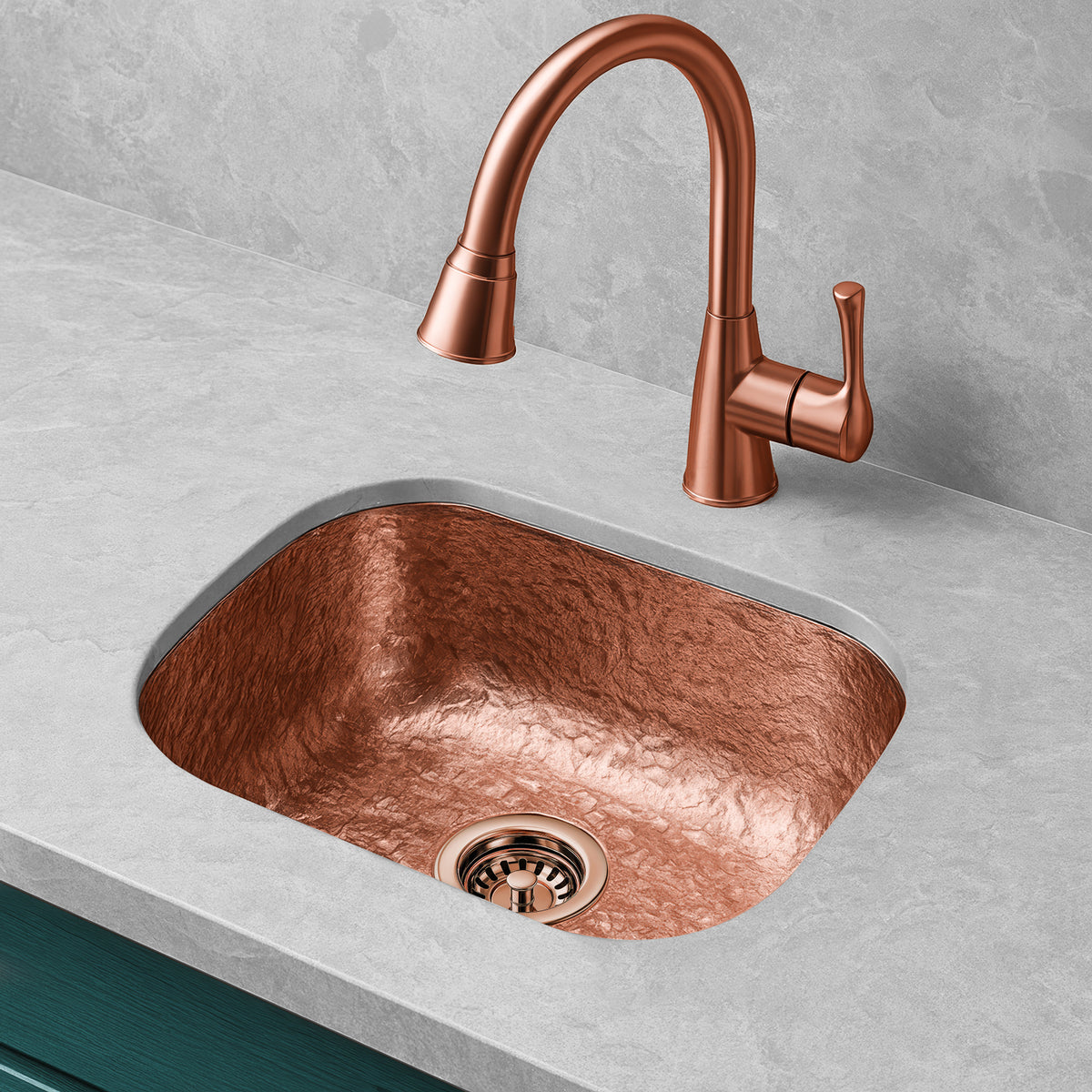 14" Rectangular Undermount Entertainment/Prep Sink with a Hammered Texture Surface