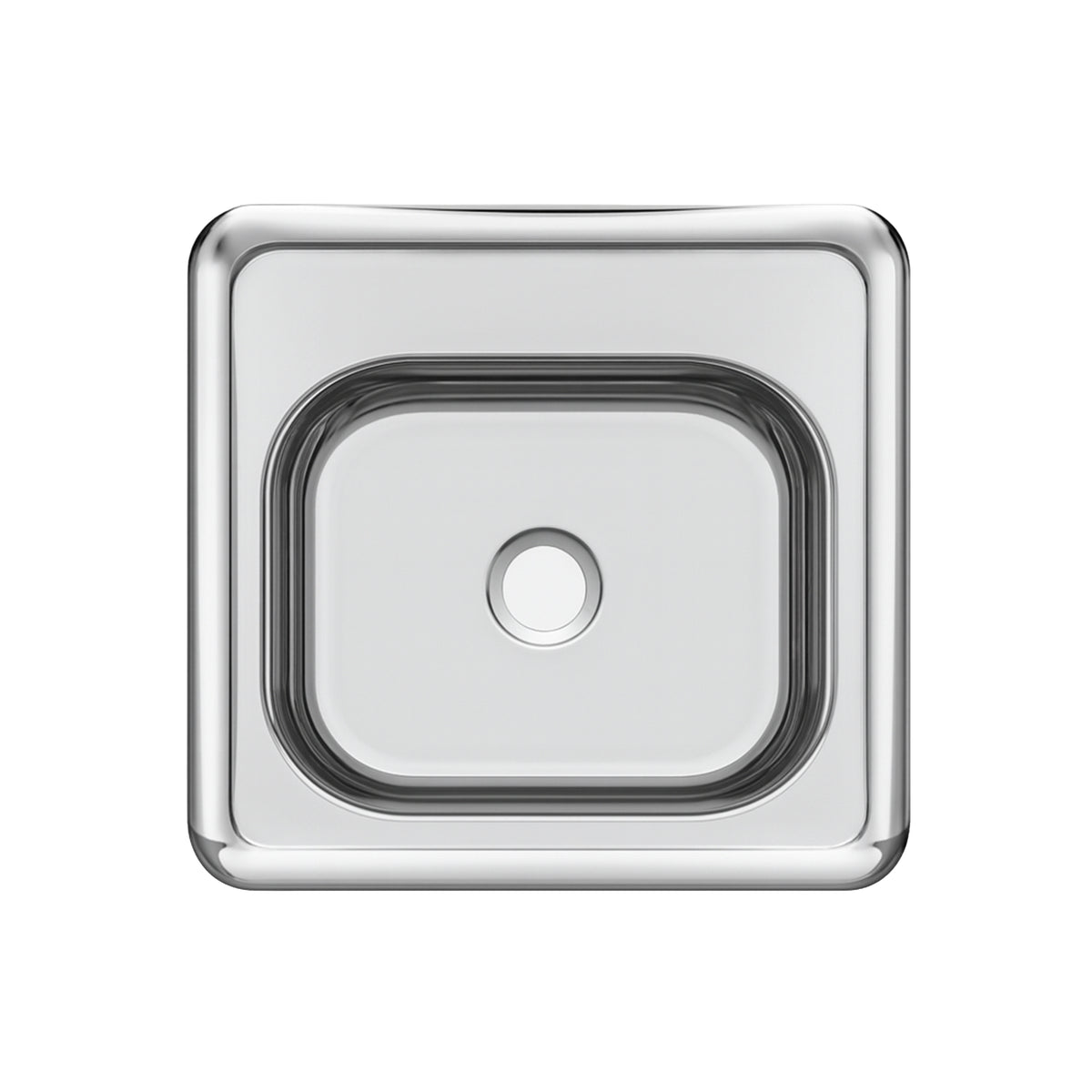 15" Square Stainless Steel Drop-In Entertainment/ Prep Sink With Polished Bowl