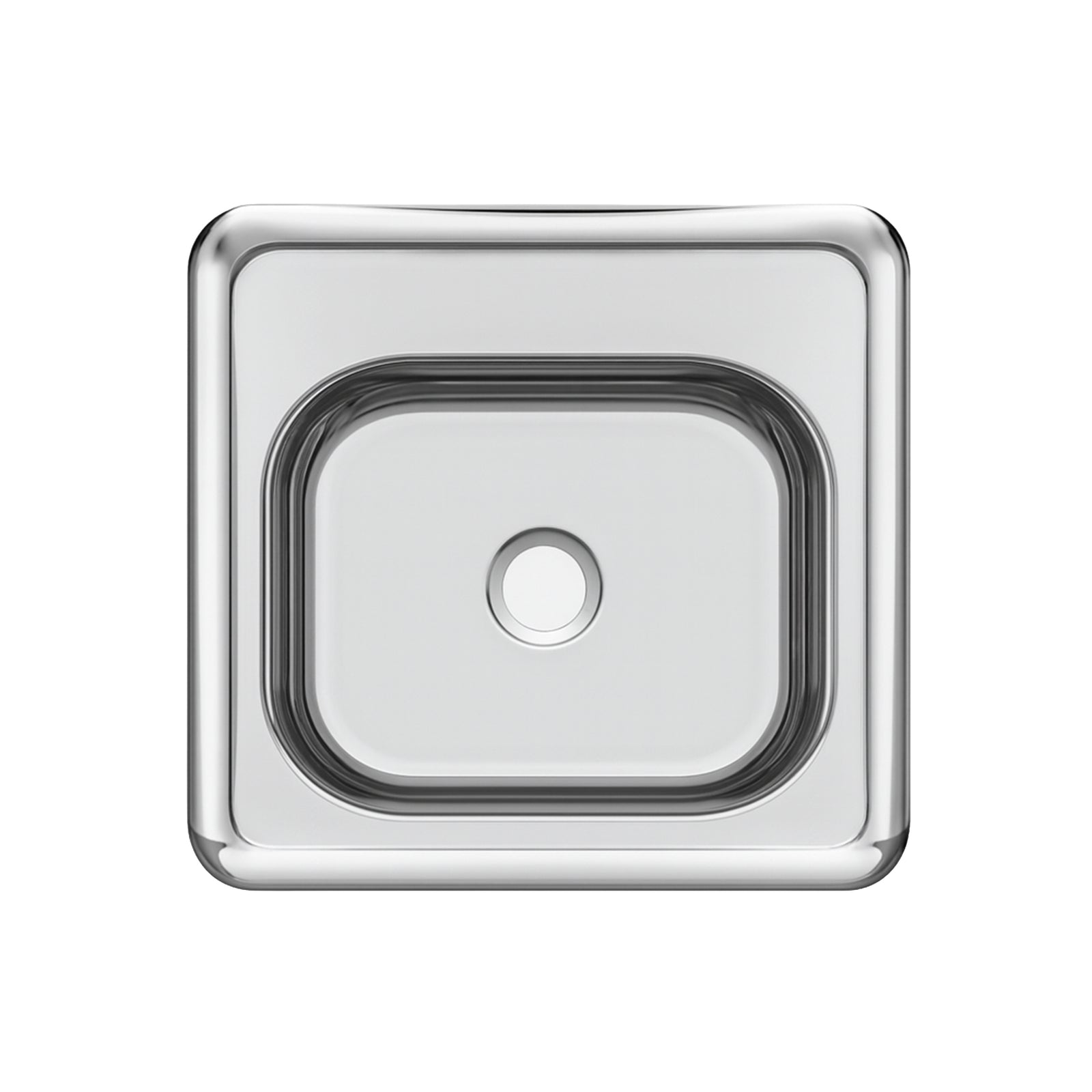 15" Square Stainless Steel Drop-In Entertainment/ Prep Sink With Polished Bowl