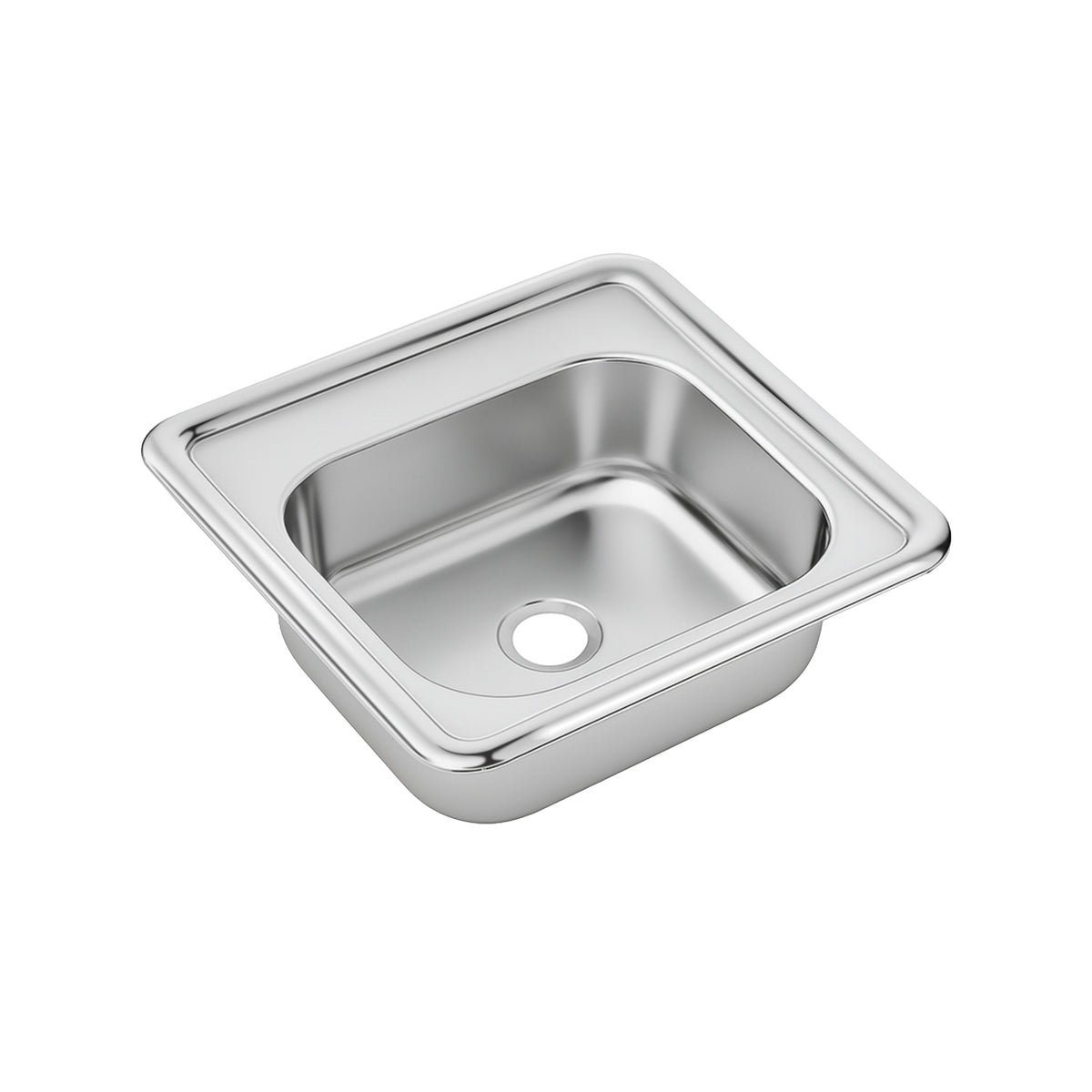 15" Square Stainless Steel Drop-In Entertainment/ Prep Sink With Polished Bowl