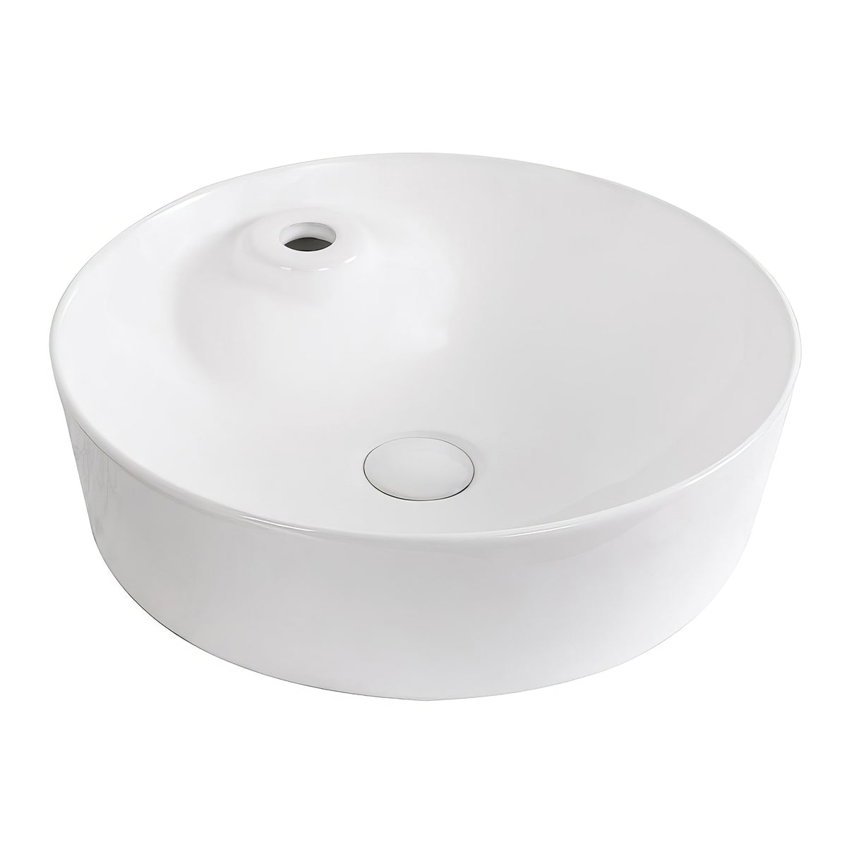 17" Round Above Mount/ Vessel Lavatory Basin With Single Faucet Drilling