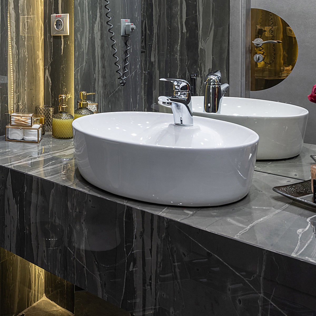 17&quot; Round Above Mount Basin With Single Faucet Hole Drill