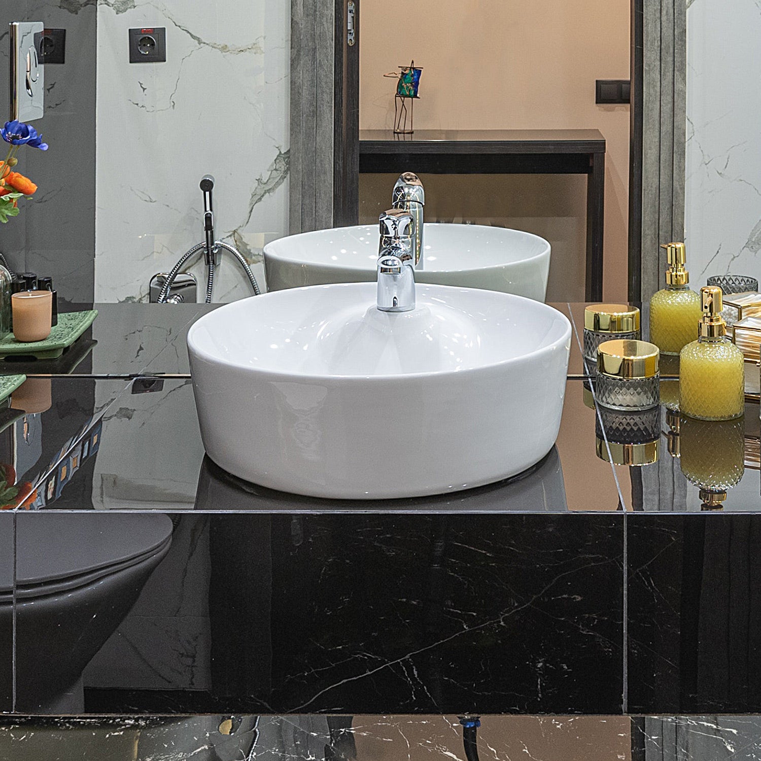 17" Round Above Mount Basin With Single Faucet Hole Drill