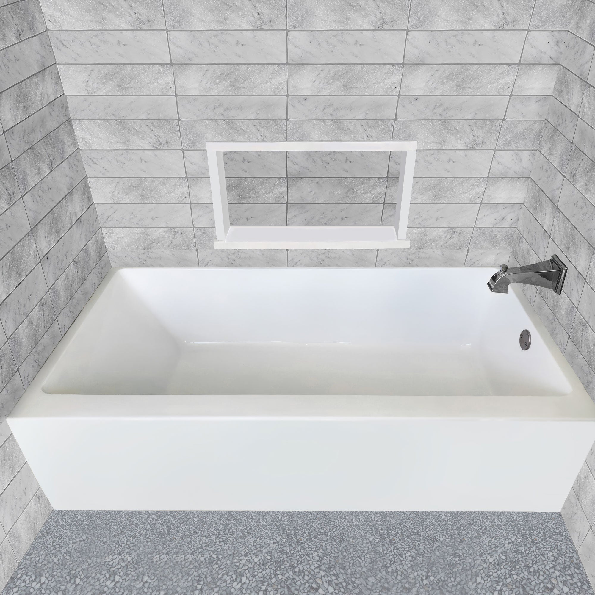 ALCOVE SOAKING BATHTUB WITH DRAIN HOLE OPTIONS Whitehaus Collection Alcove soaking bathtub with drain hole options whitehaus collection