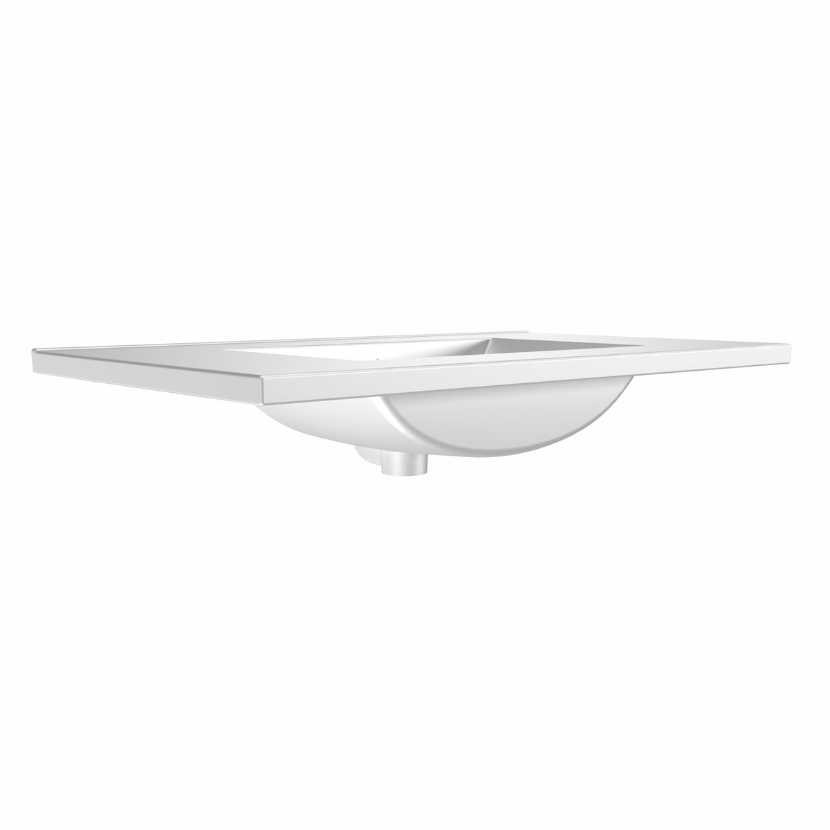 Countertop Vanity Sink with Integrated Rectangular Bowl, Faucet Drilling Options and Overflow