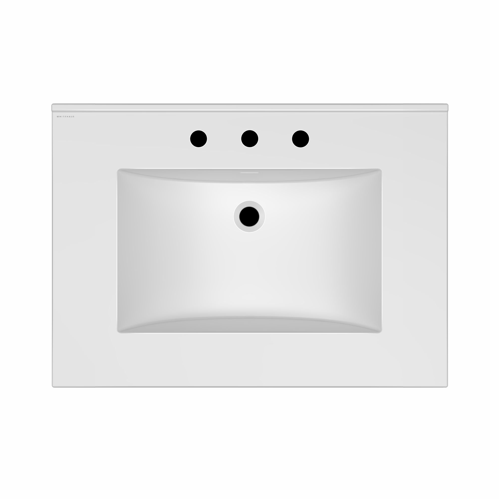 Countertop Vanity Sink with Integrated Rectangular Bowl, Faucet Drilling Options and Overflow