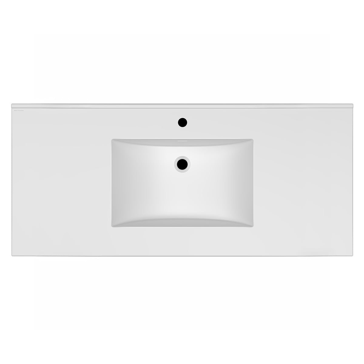 Countertop Vanity Sink with Integrated Rectangular Bowl, Faucet Drilling Options and Overflow