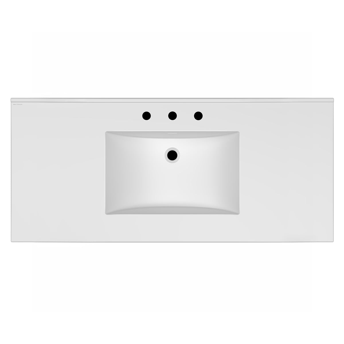Countertop Vanity Sink with Integrated Rectangular Bowl, Faucet Drilling Options and Overflow