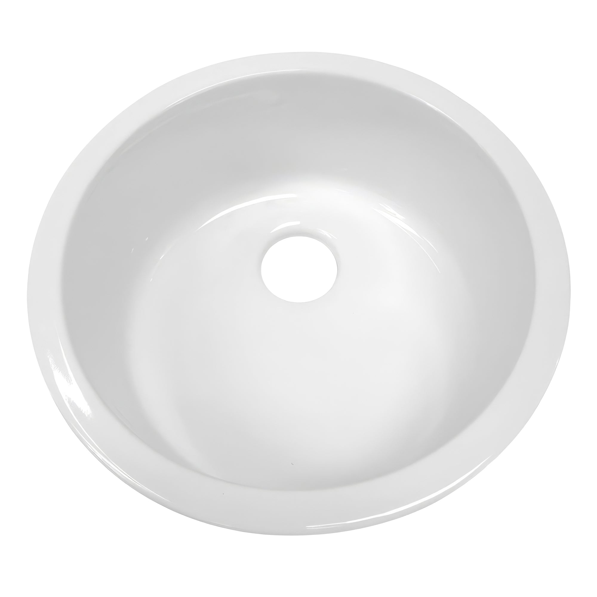 18" Circular Drop In/Undermount Fireclay Kitchen Sink with Rear Center Drain Location