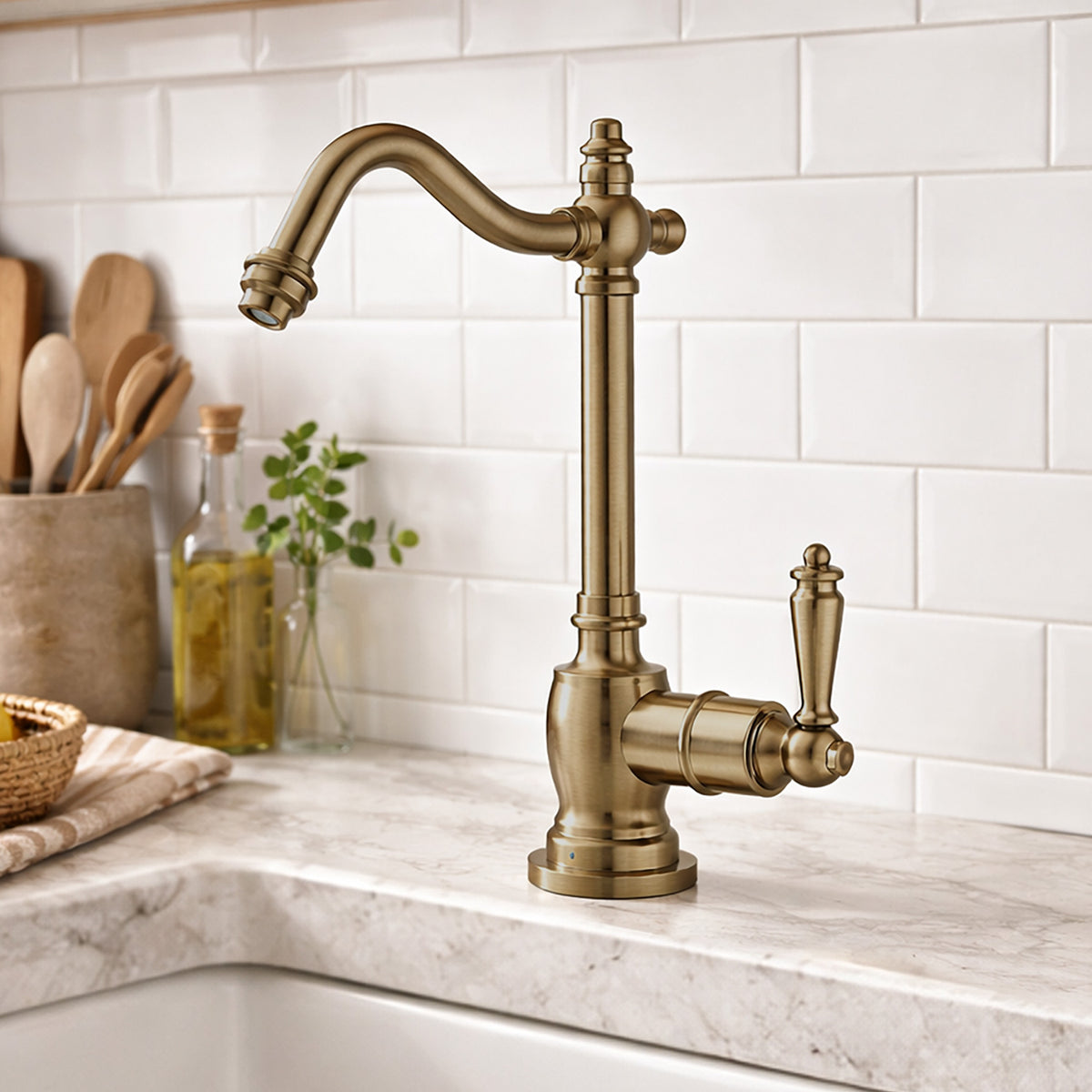 Point of Use Cold Water Drinking Faucet with Traditional Swivel Spout