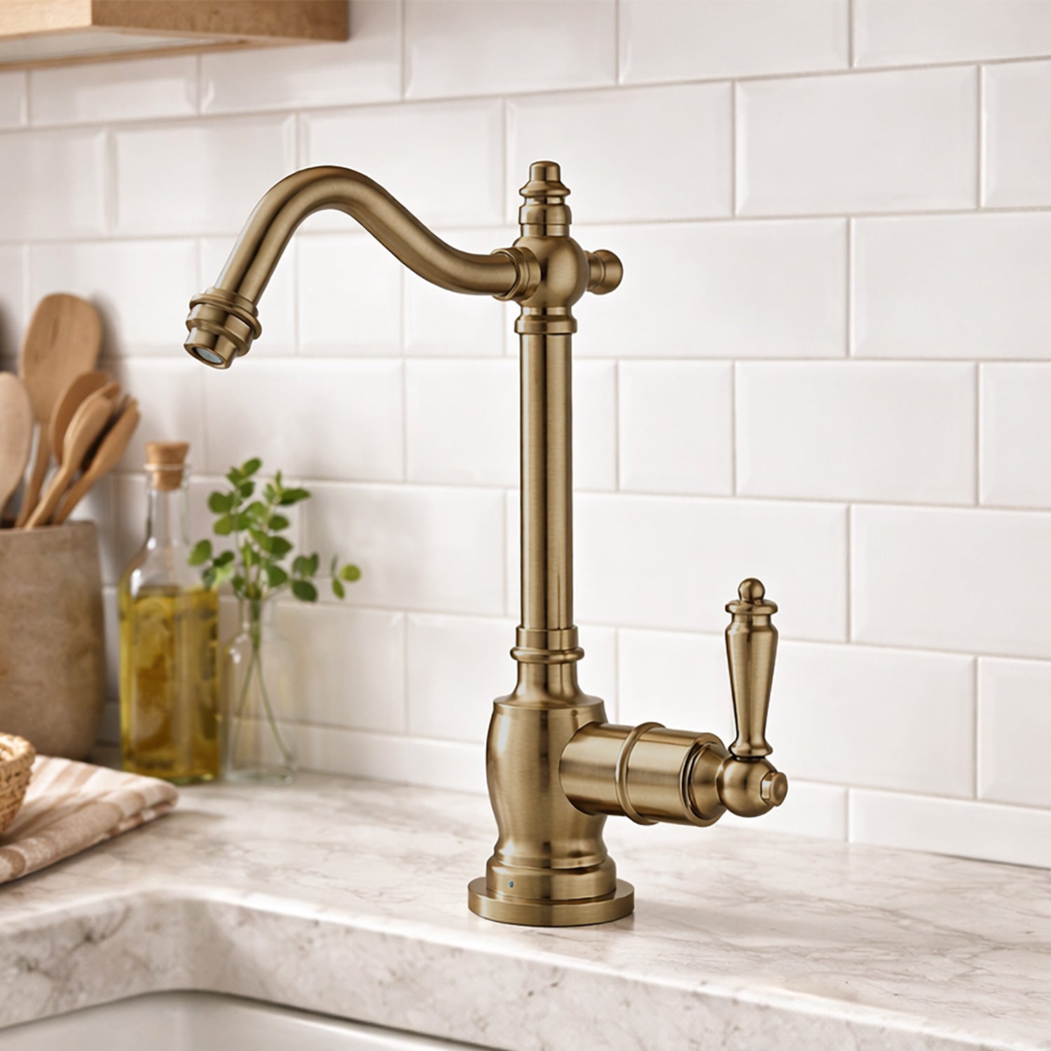 Point of Use Cold Water Drinking Faucet with Traditional Swivel Spout