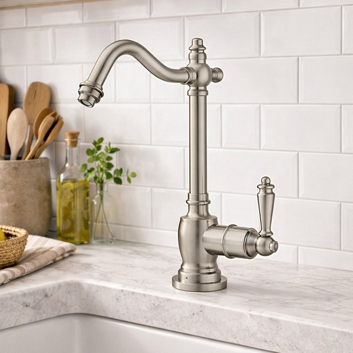 Point of Use Cold Water Drinking Faucet with Traditional Swivel Spout