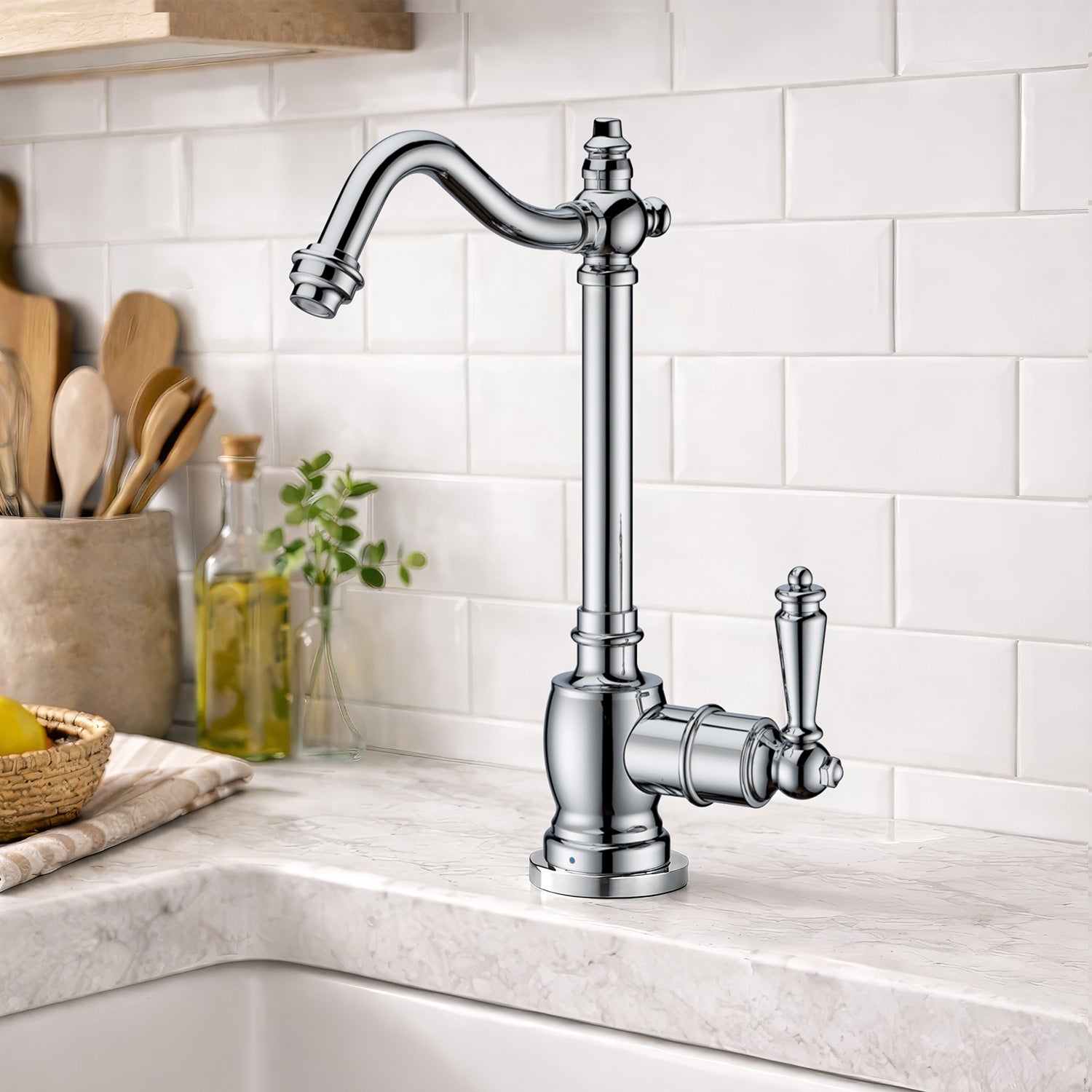Point of Use Cold Water Drinking Faucet with Traditional Swivel Spout