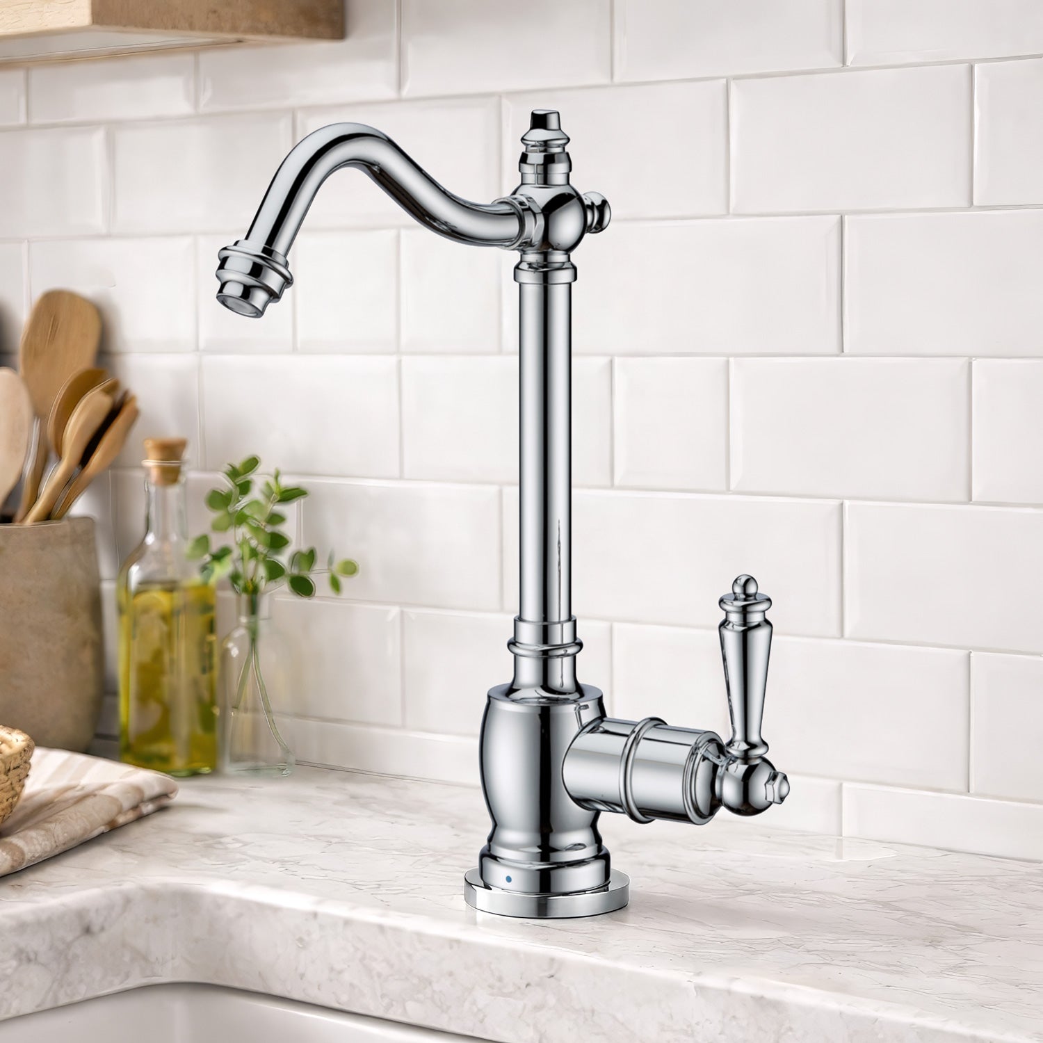 Point of Use Cold Water Drinking Faucet with Traditional Swivel Spout