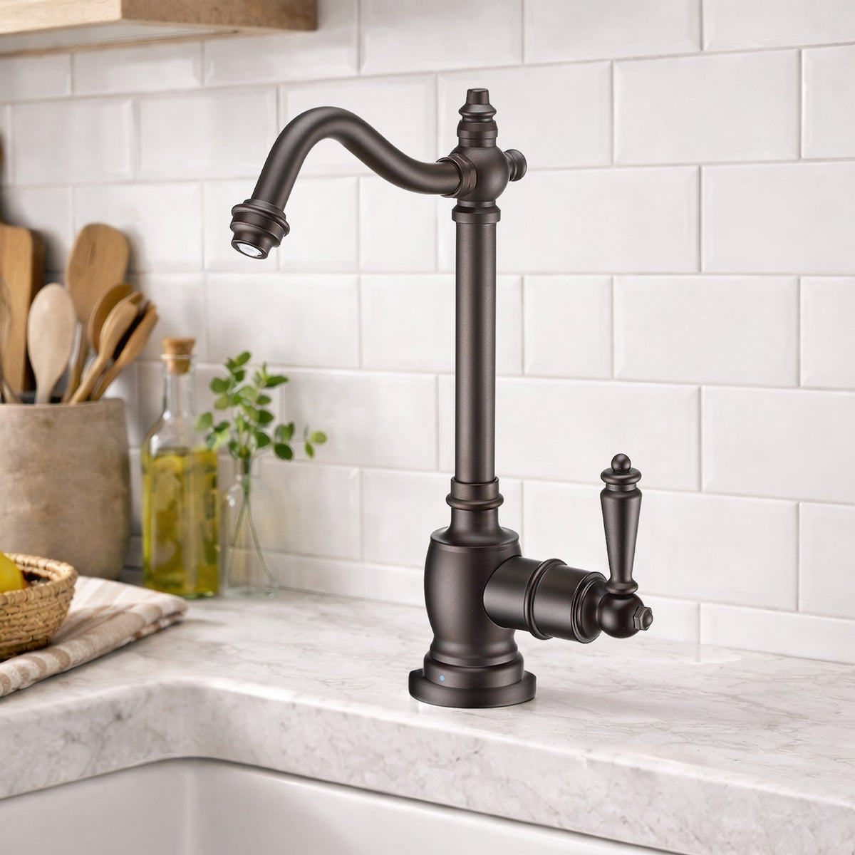 Point of Use Cold Water Drinking Faucet with Traditional Swivel Spout