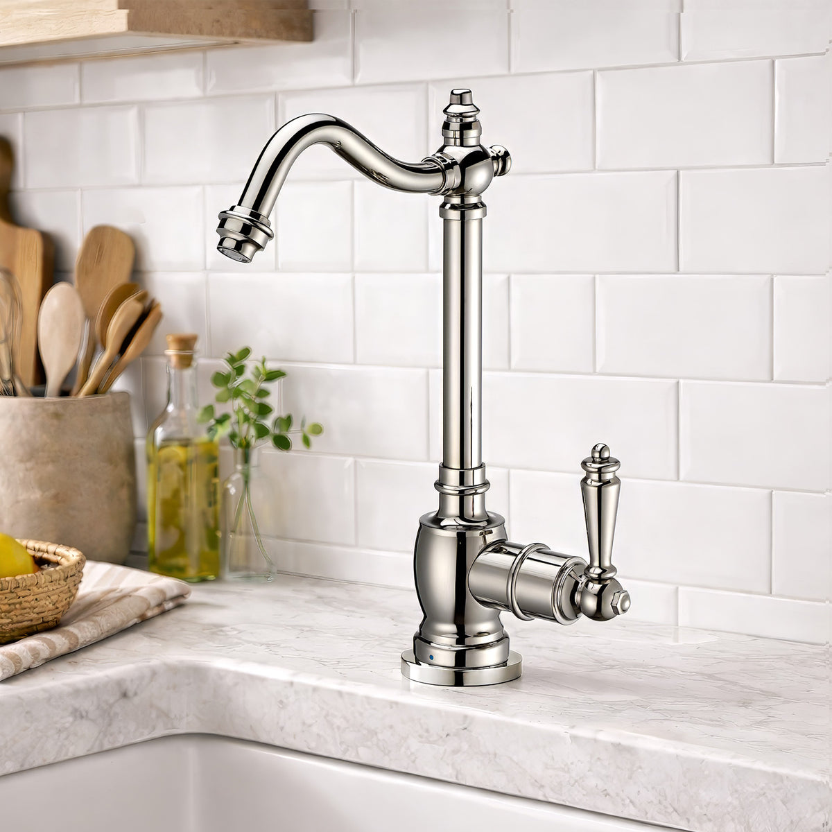 Point of Use Cold Water Drinking Faucet with Traditional Swivel Spout
