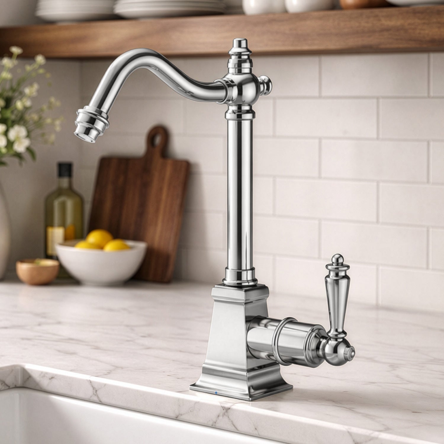 Point of Use Cold Water Drinking Faucet with Traditional Swivel Spout