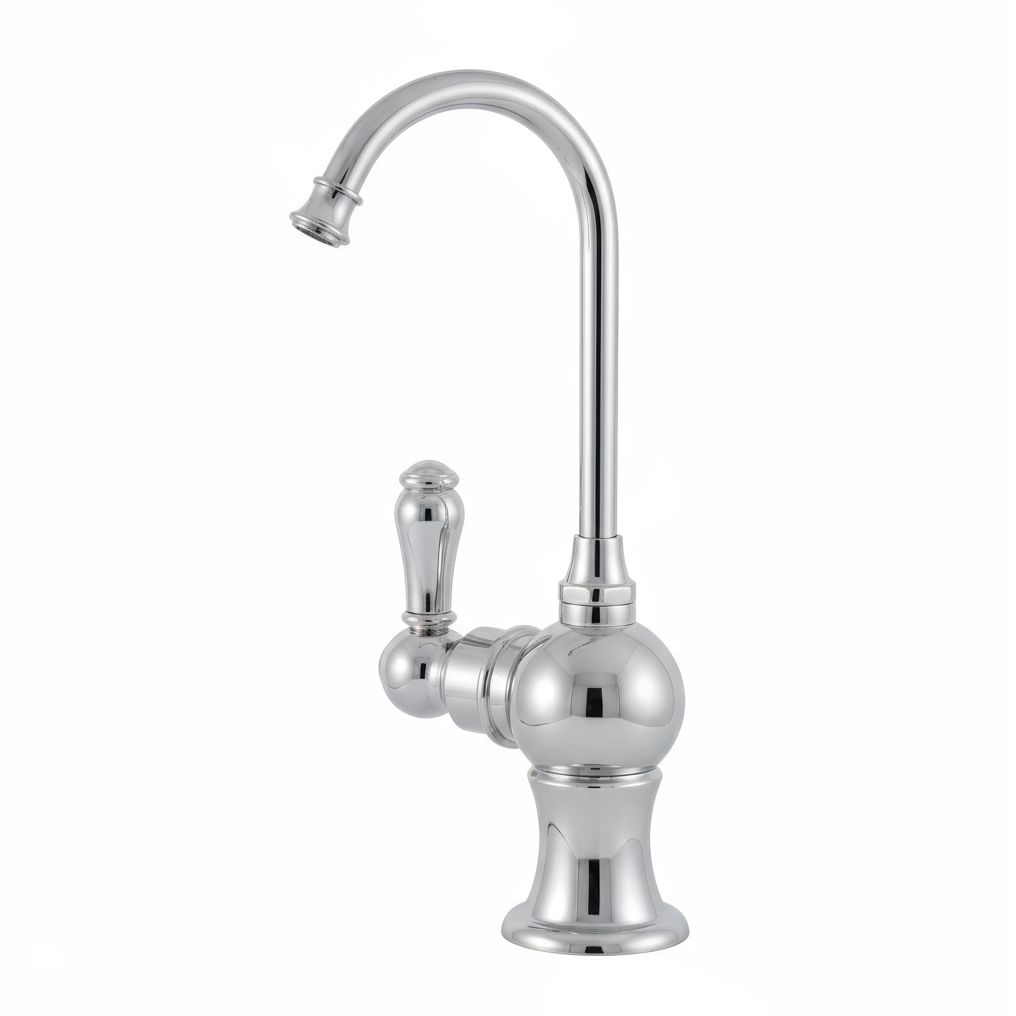Point of Use Instant Hot Water Faucet with Gooseneck Spout and Self Closing Handle