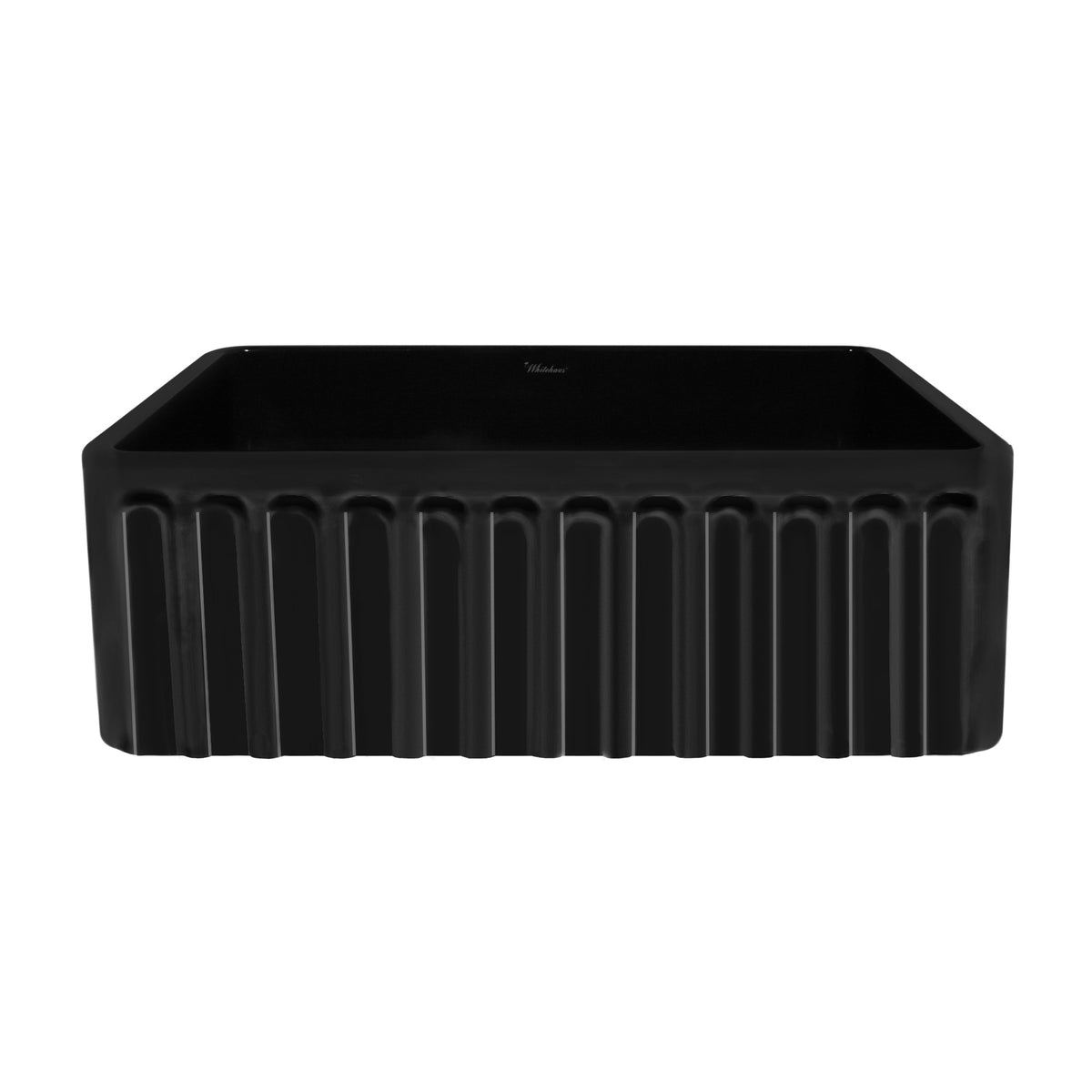 30&quot; Reversible Single Bowl Fireclay Kitchen Sink: Roman Floral, Fluted Front Apron