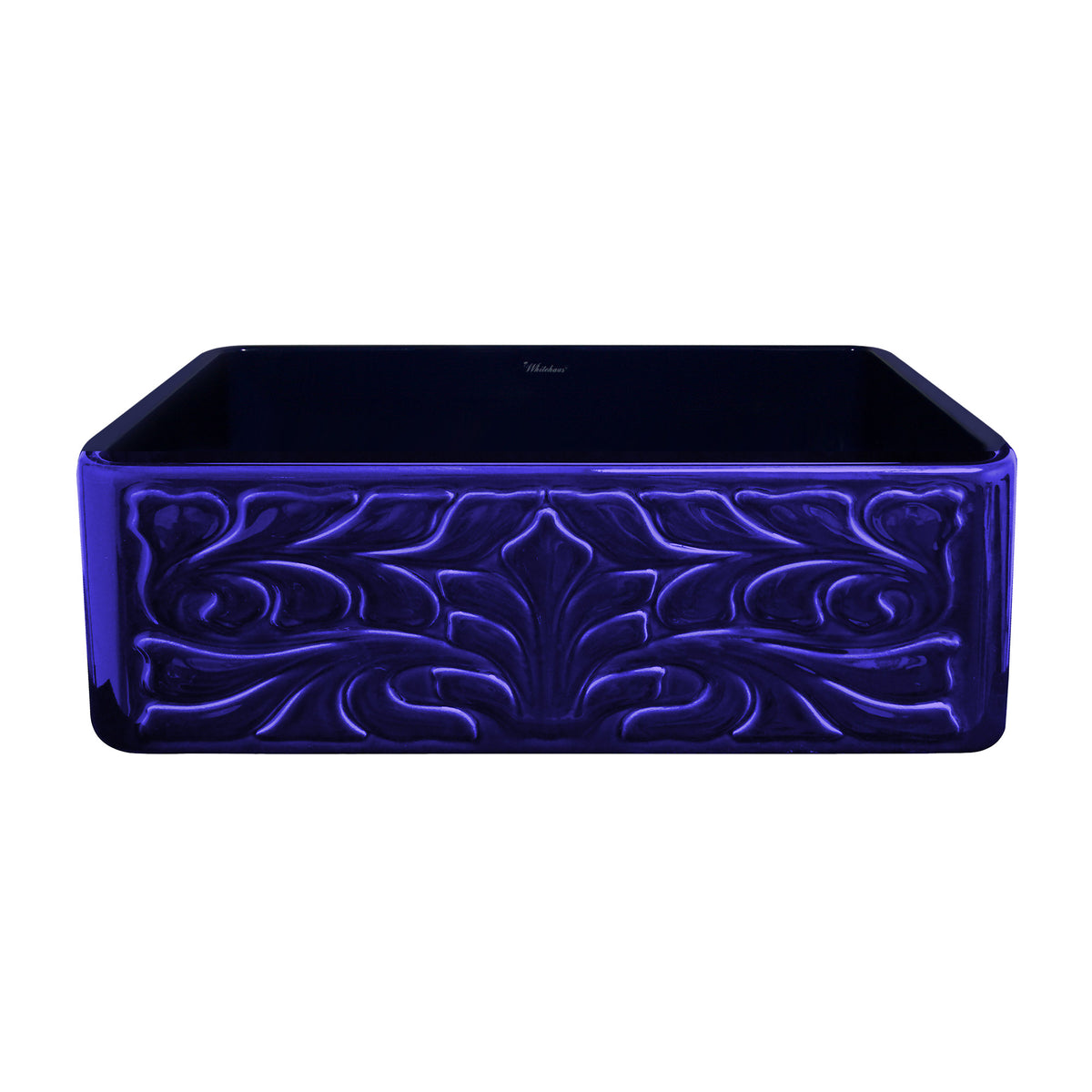 30&quot; Reversible Single Bowl Fireclay Kitchen Sink: Roman Floral, Fluted Front Apron